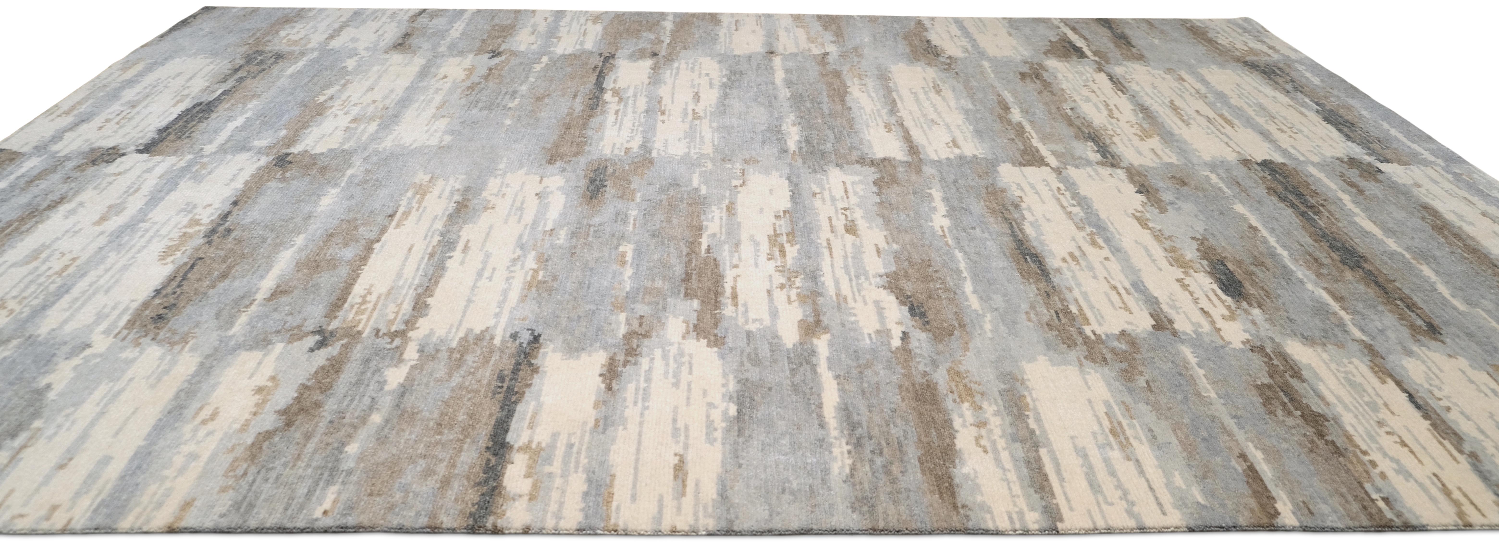 Serene and Modern Tibetan Wool Rug 9'x12' In New Condition For Sale In Torrance, CA