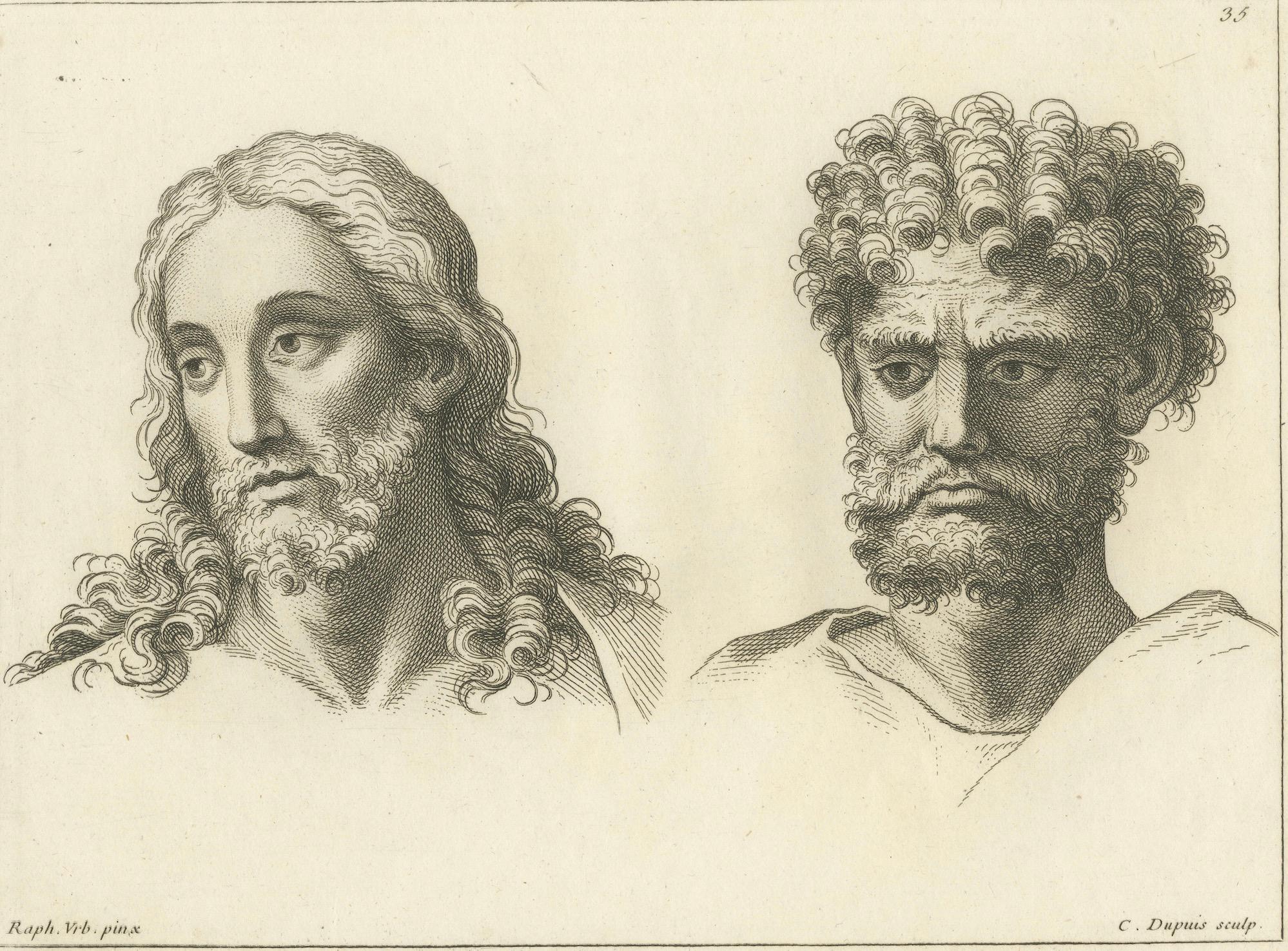 Paper Serene and Stern: Dualities of Raphael by C. Dupuis, 1740 For Sale