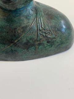 Serene Antique Bronze Buddha with Verdigris Patina