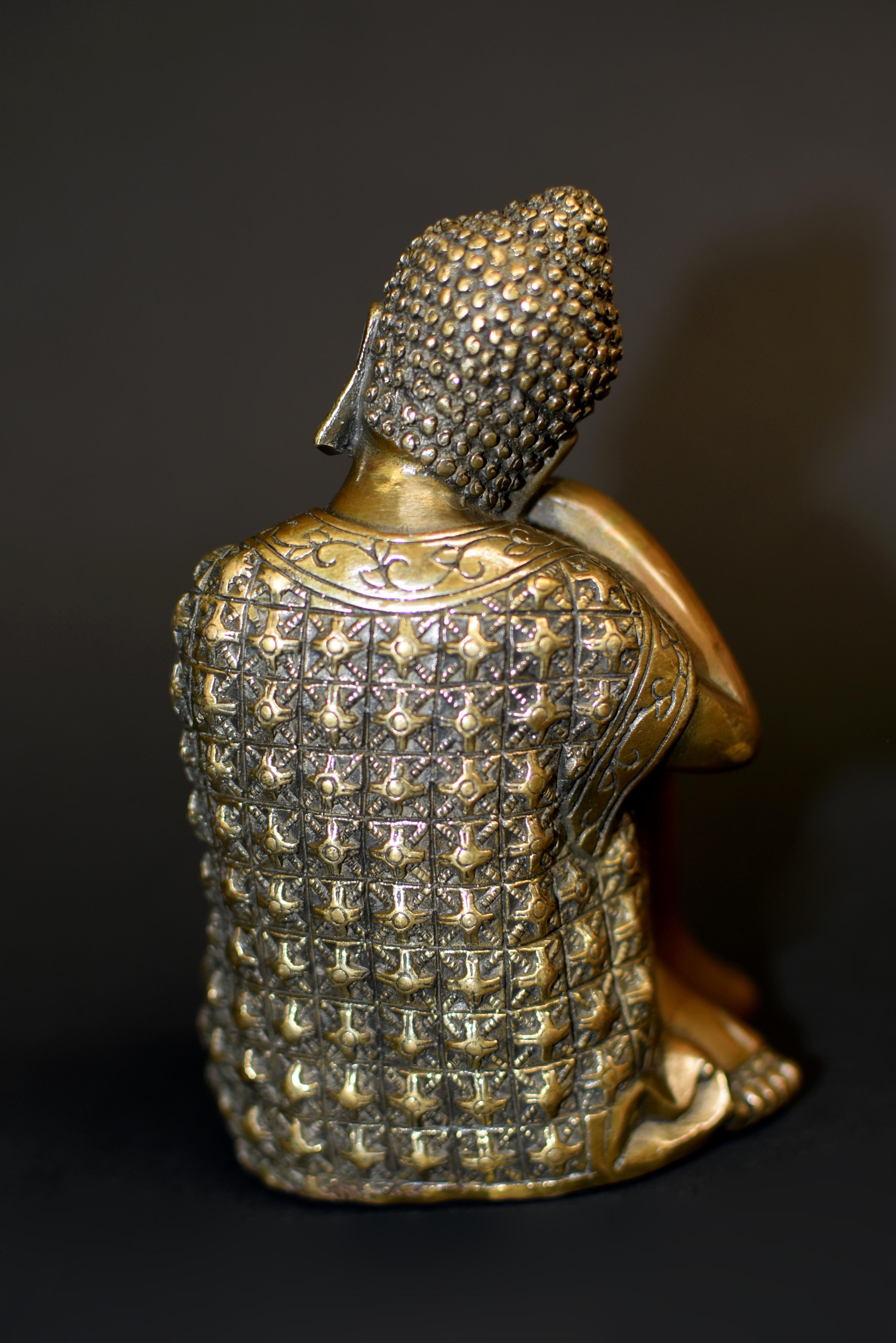 Serene Bronze Contemplative Buddha For Sale 10