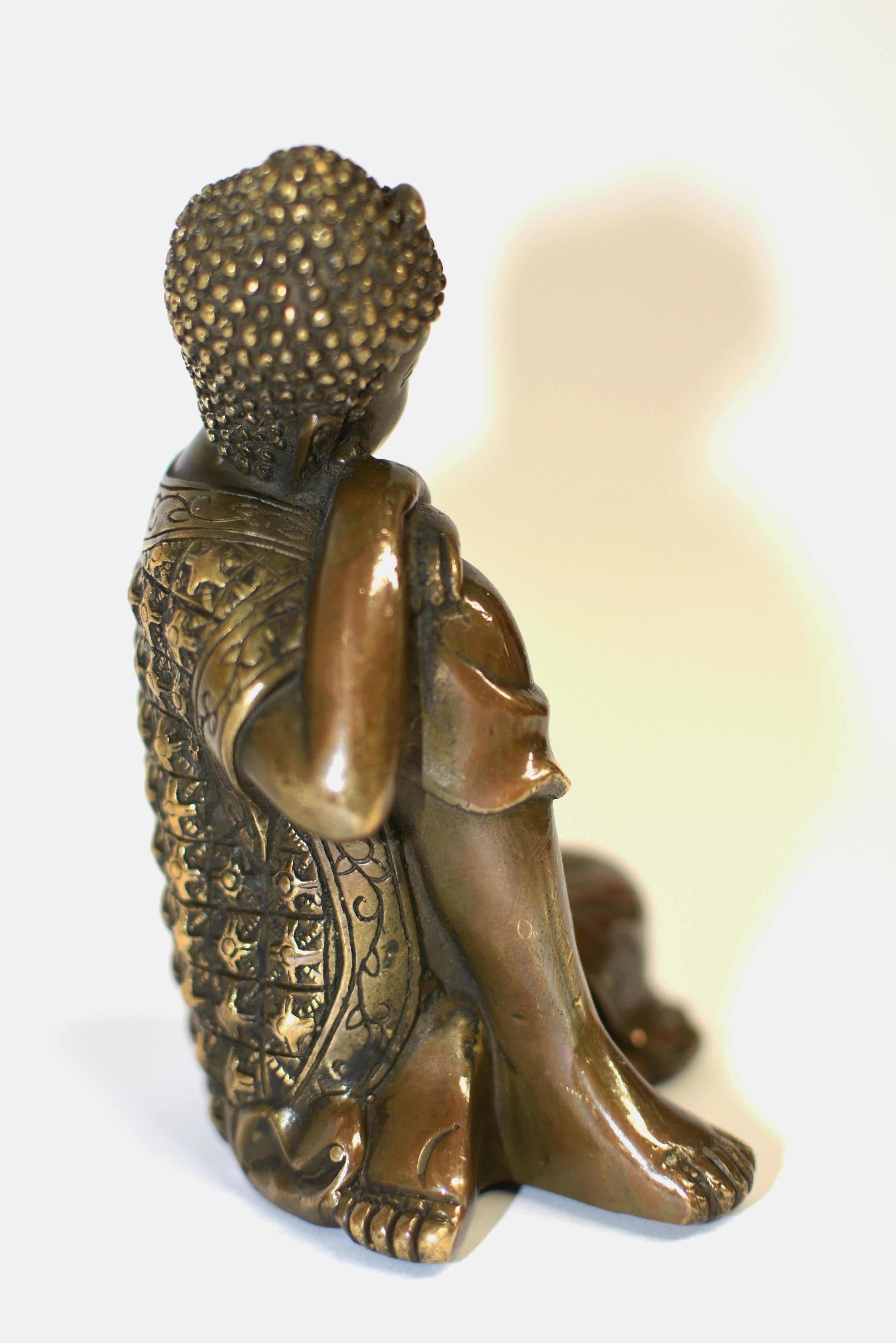 Serene Bronze Contemplative Buddha For Sale 8