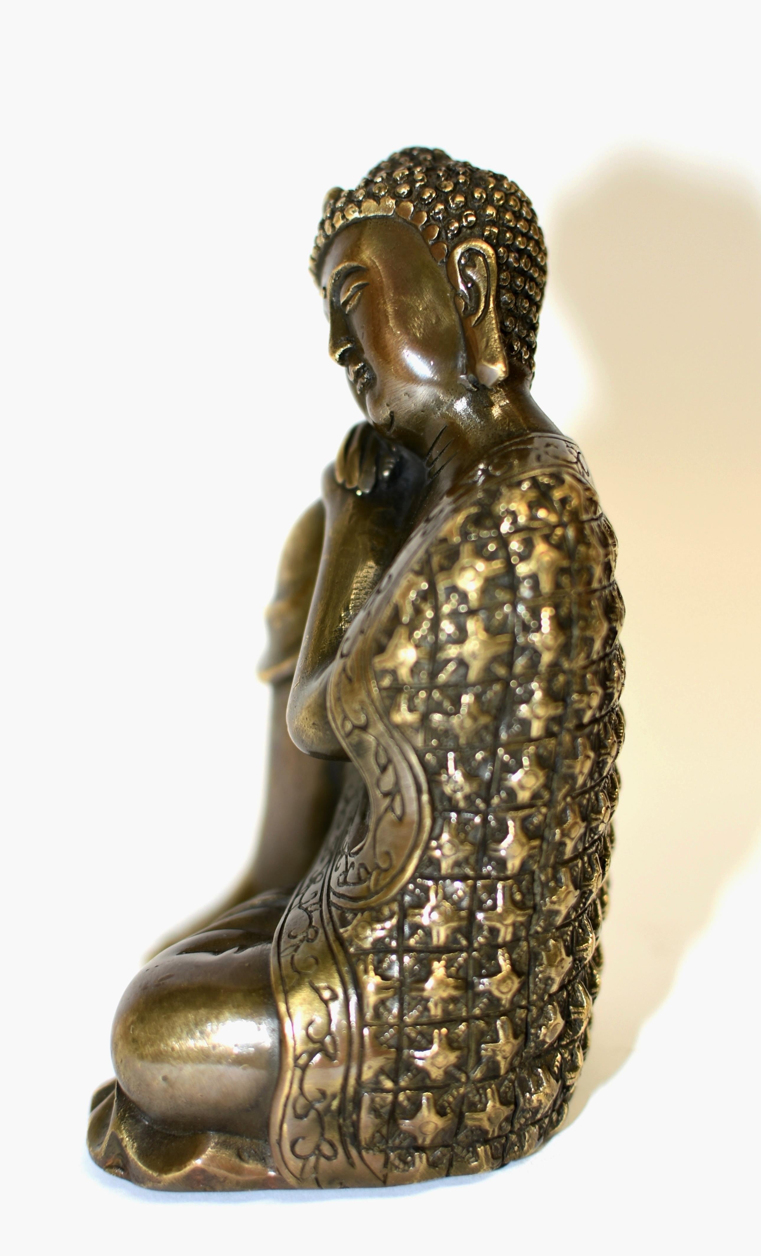 Serene Bronze Contemplative Buddha For Sale 9