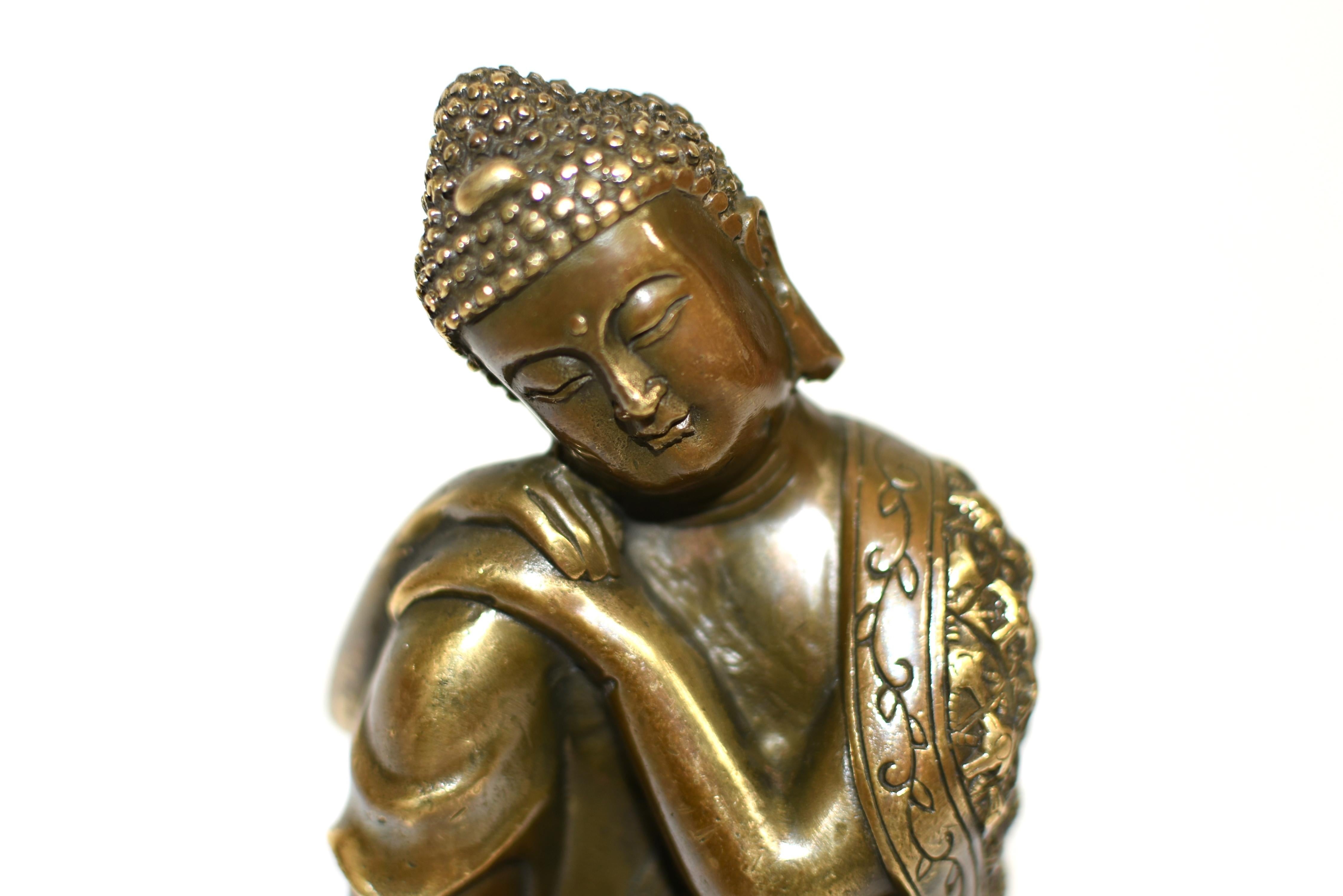 Serene Bronze Contemplative Buddha For Sale 5