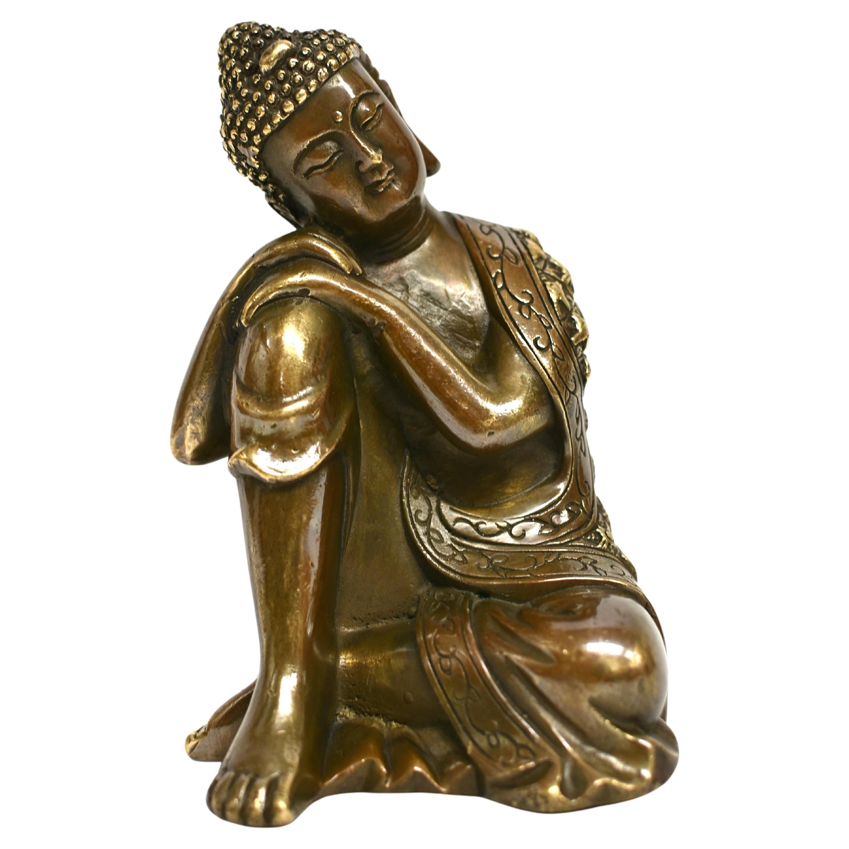 Serene Bronze Contemplative Buddha For Sale