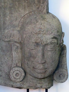 Serene Carved Stone Moon Buddha by Luciano Tempo