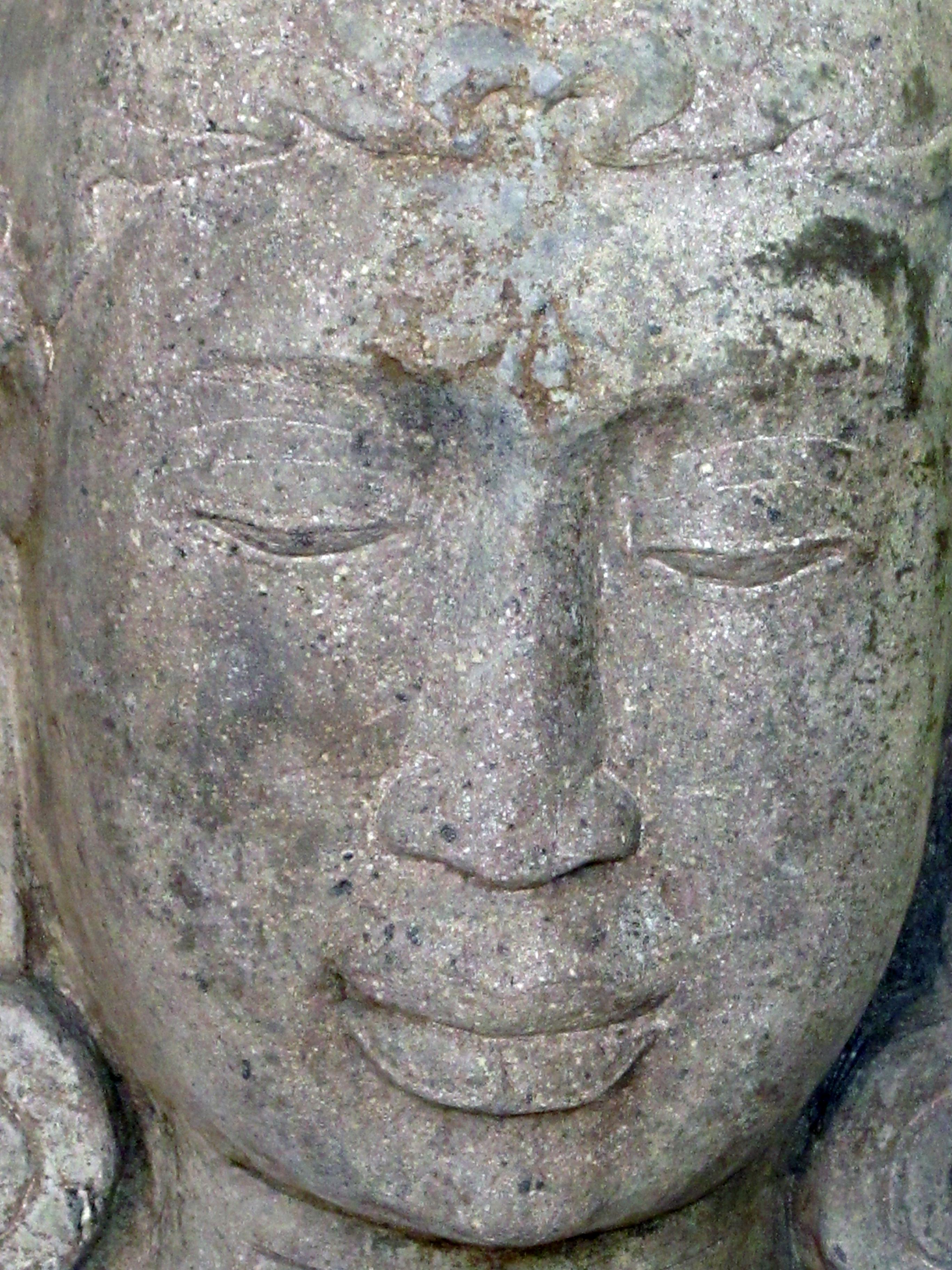 Serene Carved Stone Moon Buddha by Luciano Tempo In Good Condition In San Francisco, CA