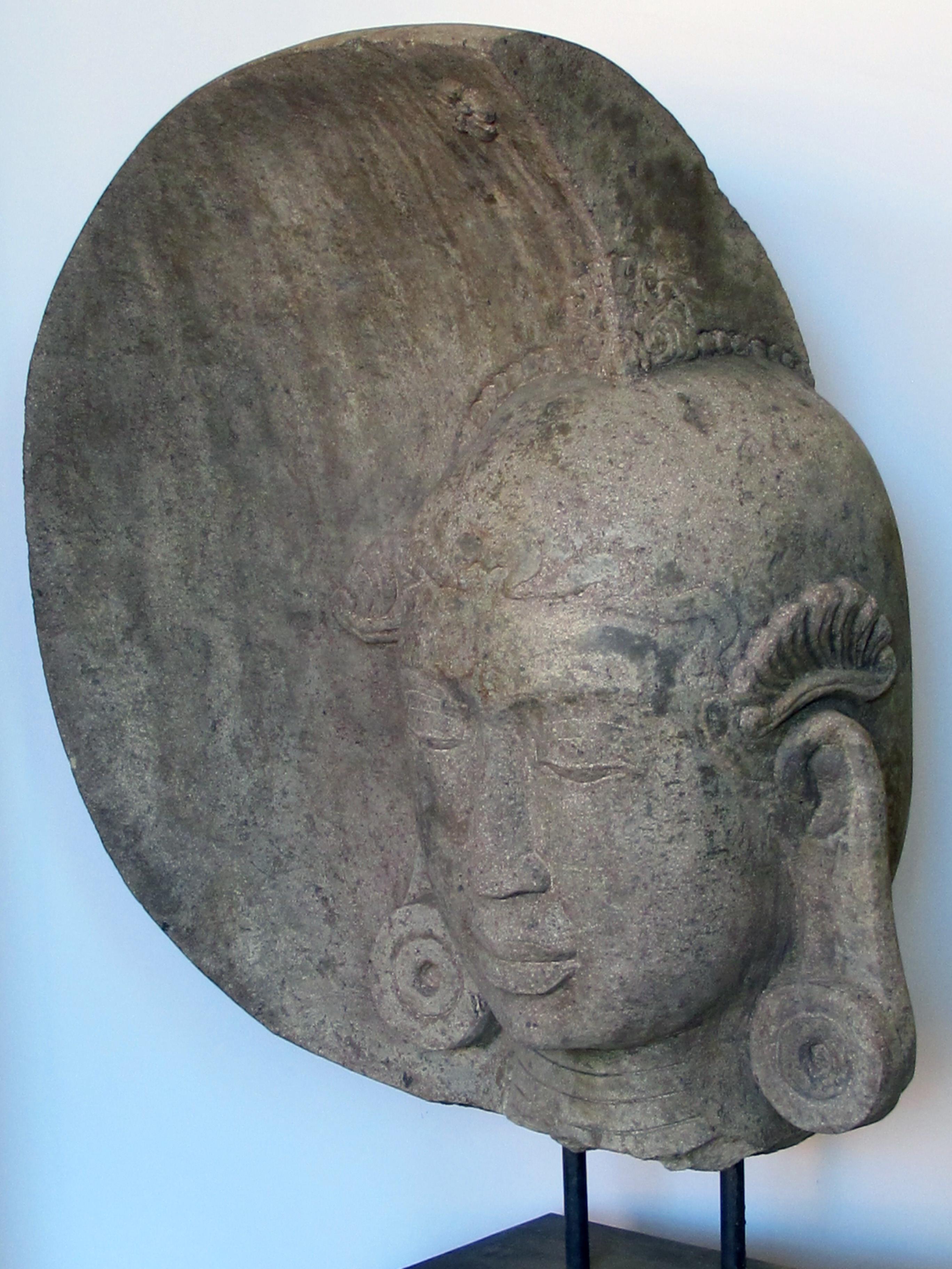Serene Carved Stone Moon Buddha by Luciano Tempo 2