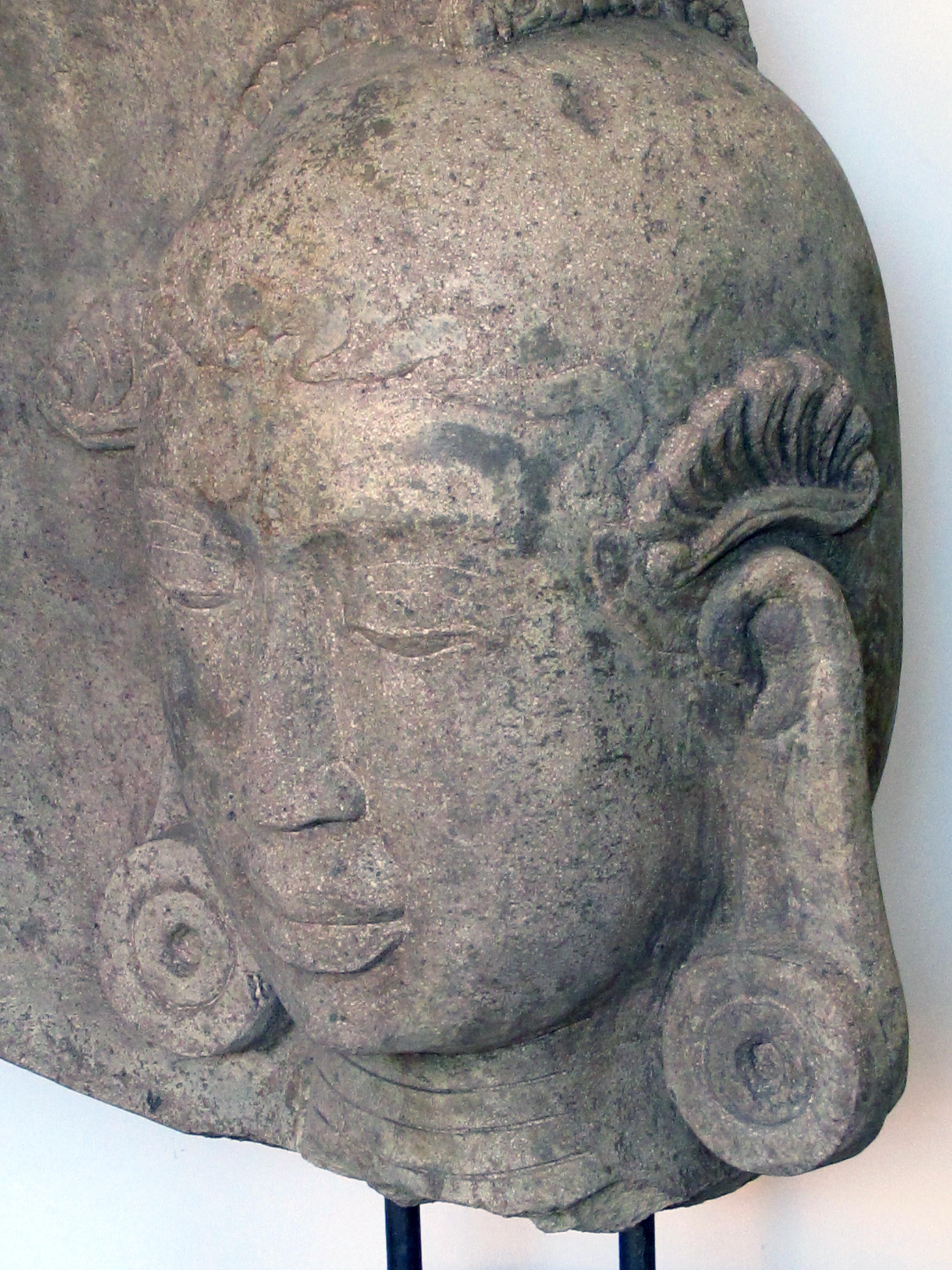 Serene Carved Stone Moon Buddha by Luciano Tempo 3