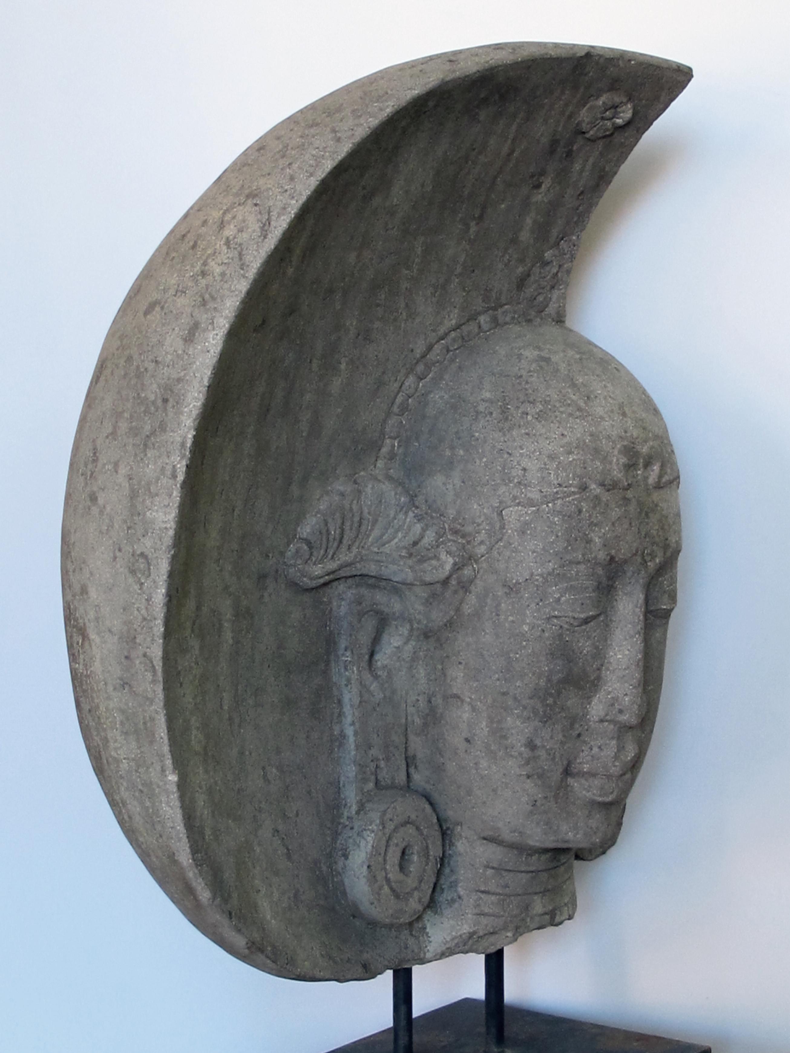 Serene Carved Stone Moon Buddha by Luciano Tempo 4