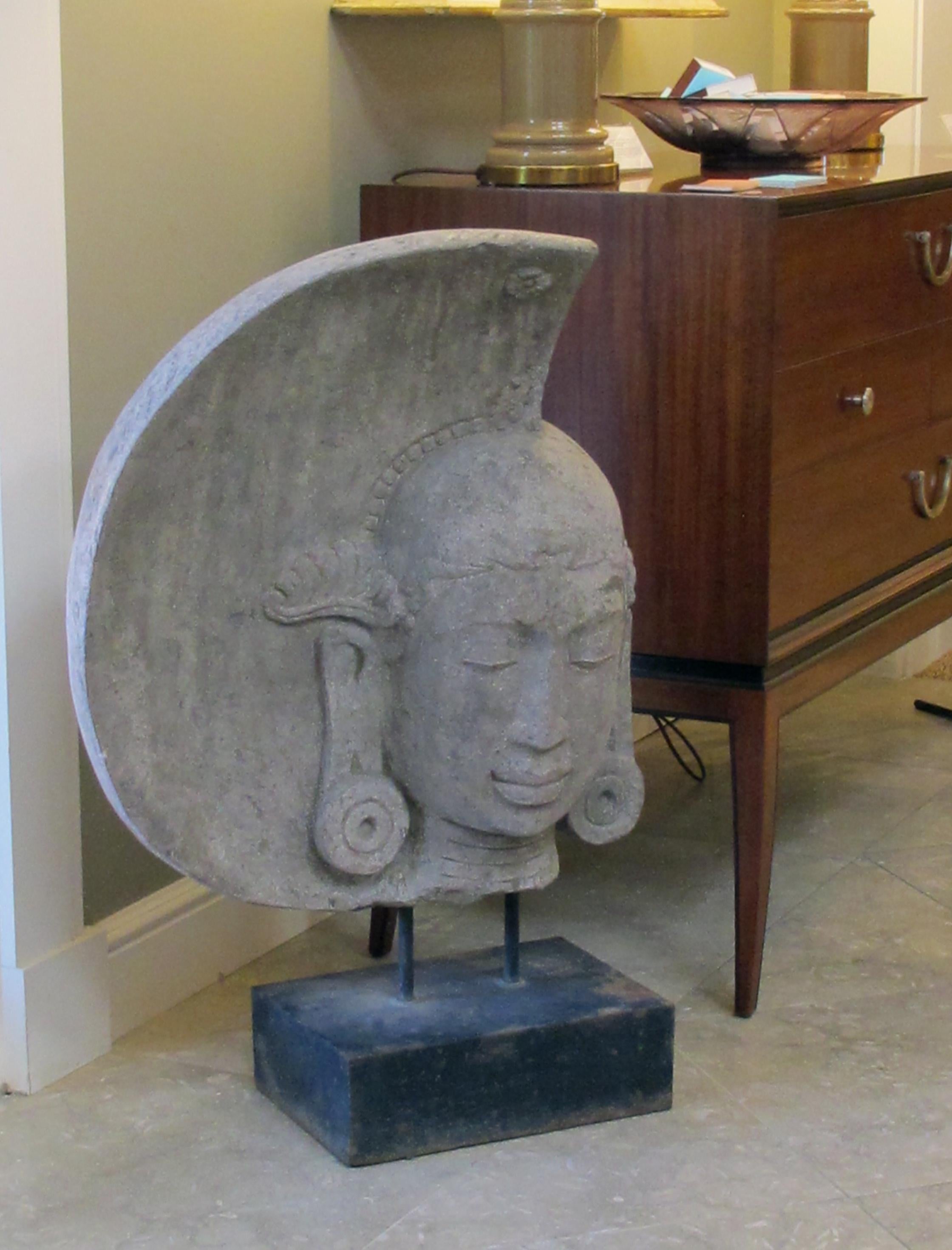 Serene Carved Stone Moon Buddha by Luciano Tempo 5