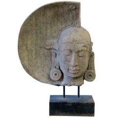 Serene Carved Stone Moon Buddha by Luciano Tempo