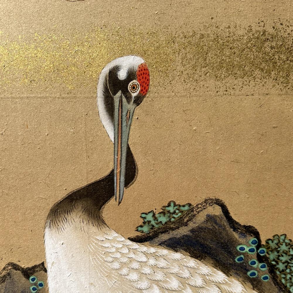 Serene Cranes: Meisterwerk des späten Edo-Stils im Angebot 4