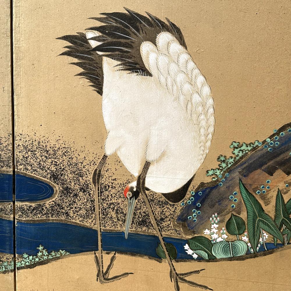 Serene Cranes: Meisterwerk des späten Edo-Stils im Angebot 6