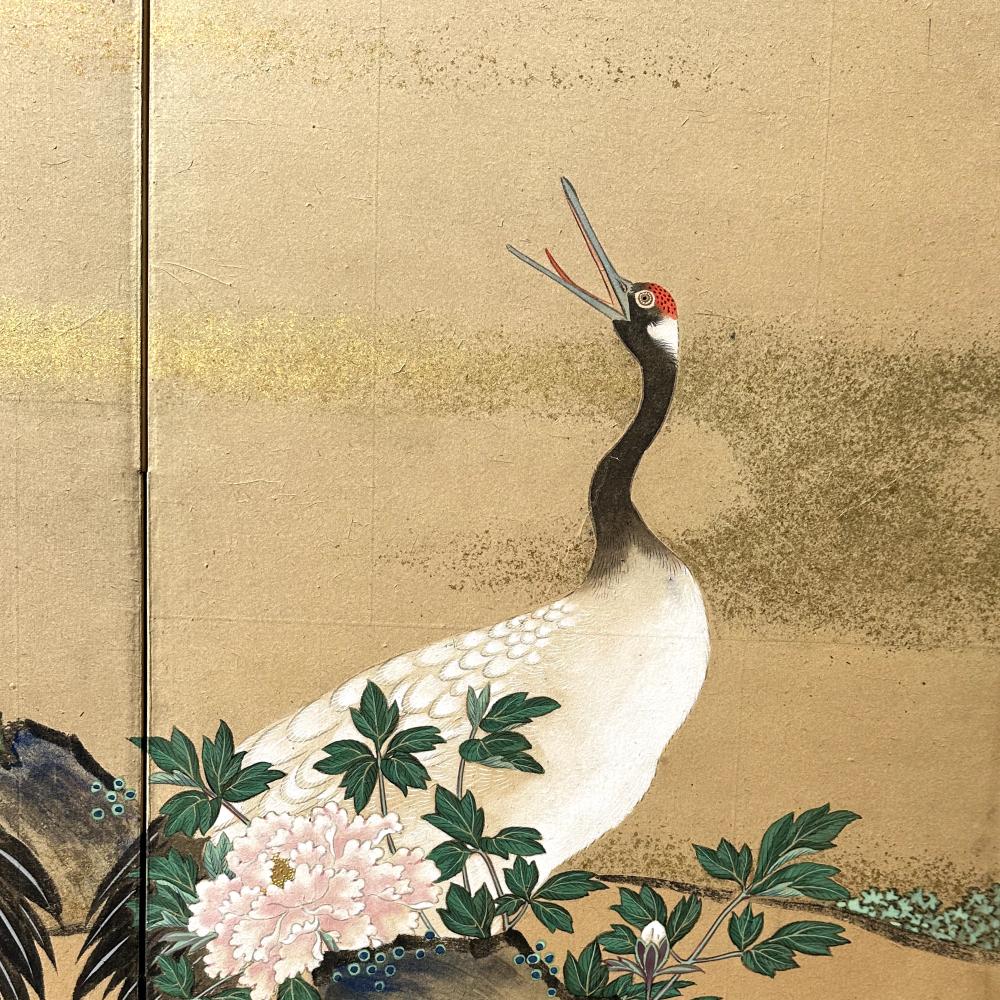 Serene Cranes: Meisterwerk des späten Edo-Stils im Angebot 1