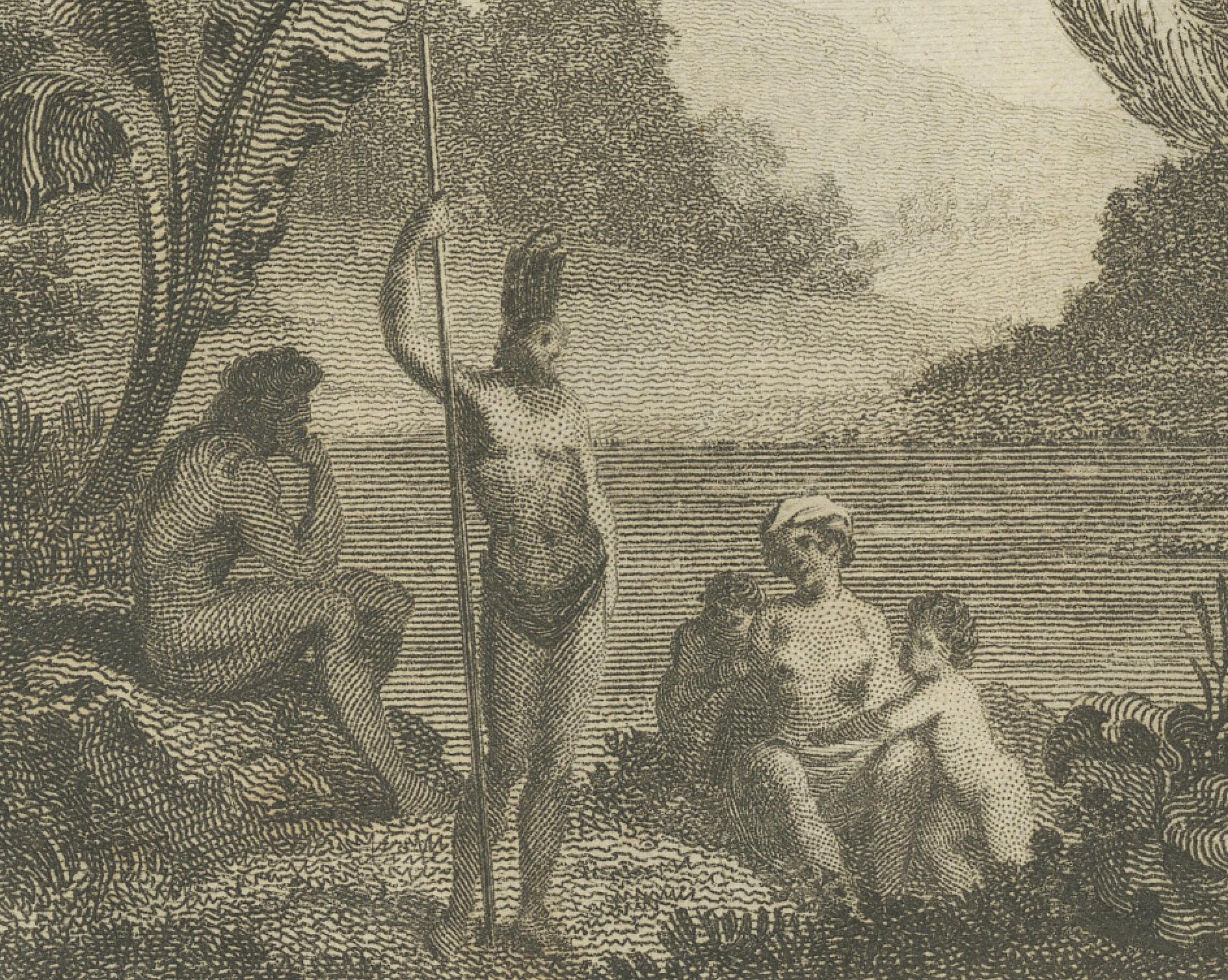Serene Daily Life in New Caledonia: A Captured Moment from Cook's Voyages, 1784 In Good Condition For Sale In Langweer, NL