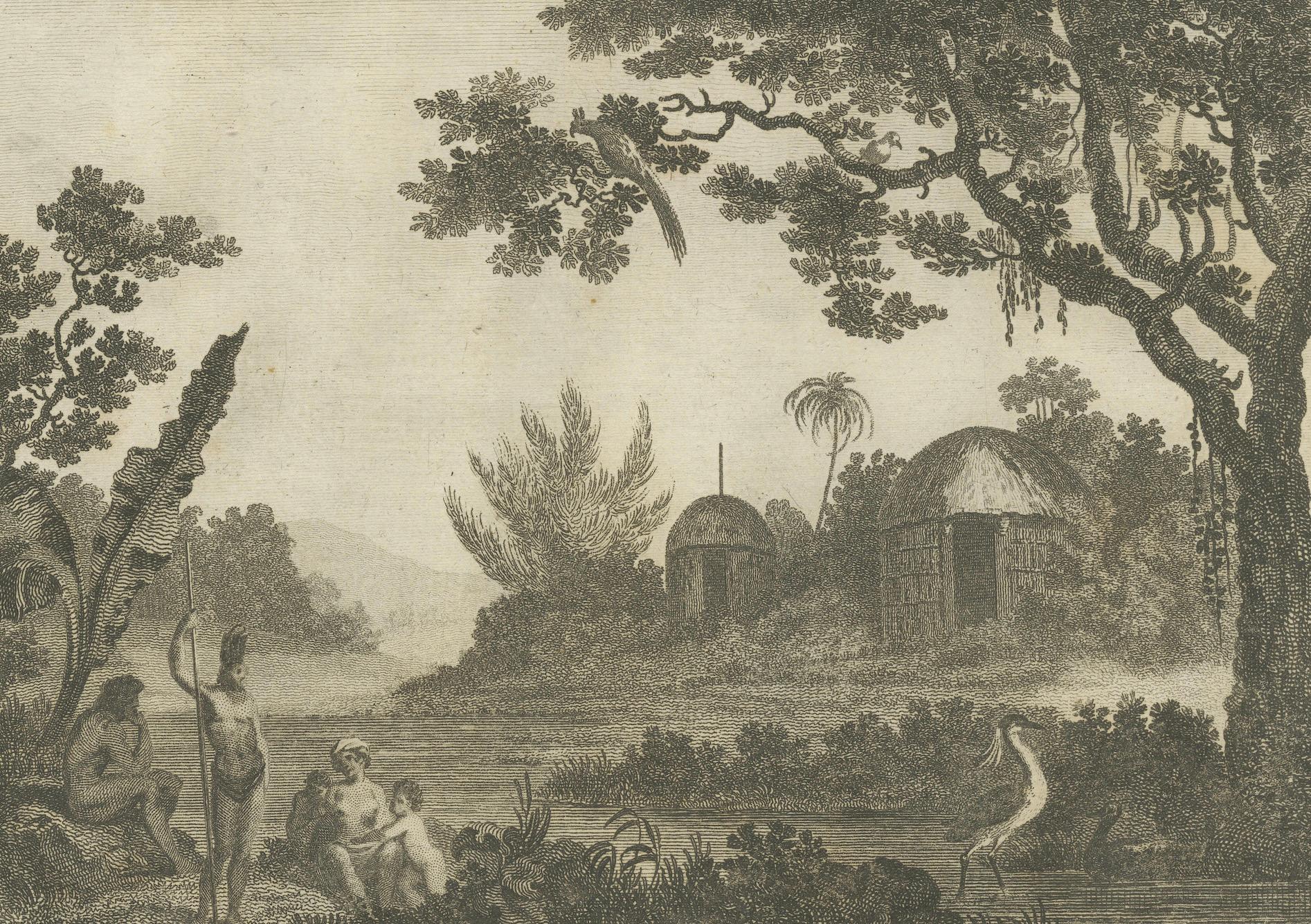 Late 18th Century Serene Daily Life in New Caledonia: A Captured Moment from Cook's Voyages, 1784 For Sale