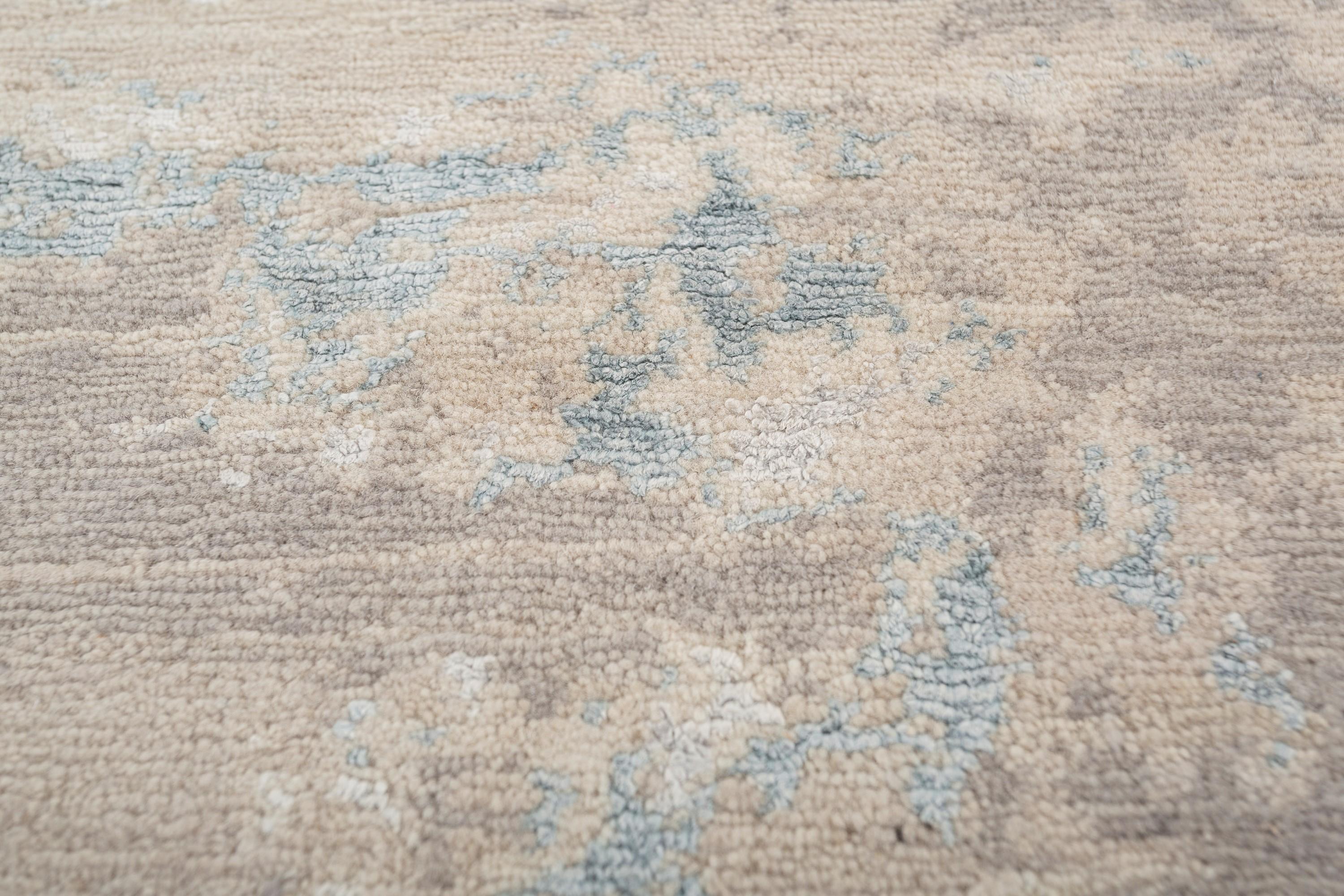 Indien Tapis serpentin beige et ivoire 240X300 cm noué à la main en vente