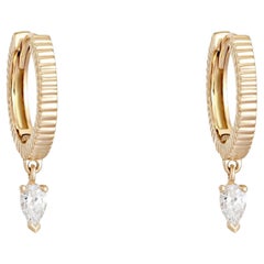 Serene Drop 14K (or 18k upon request) Yellow Gold Diamond Drop Earrings