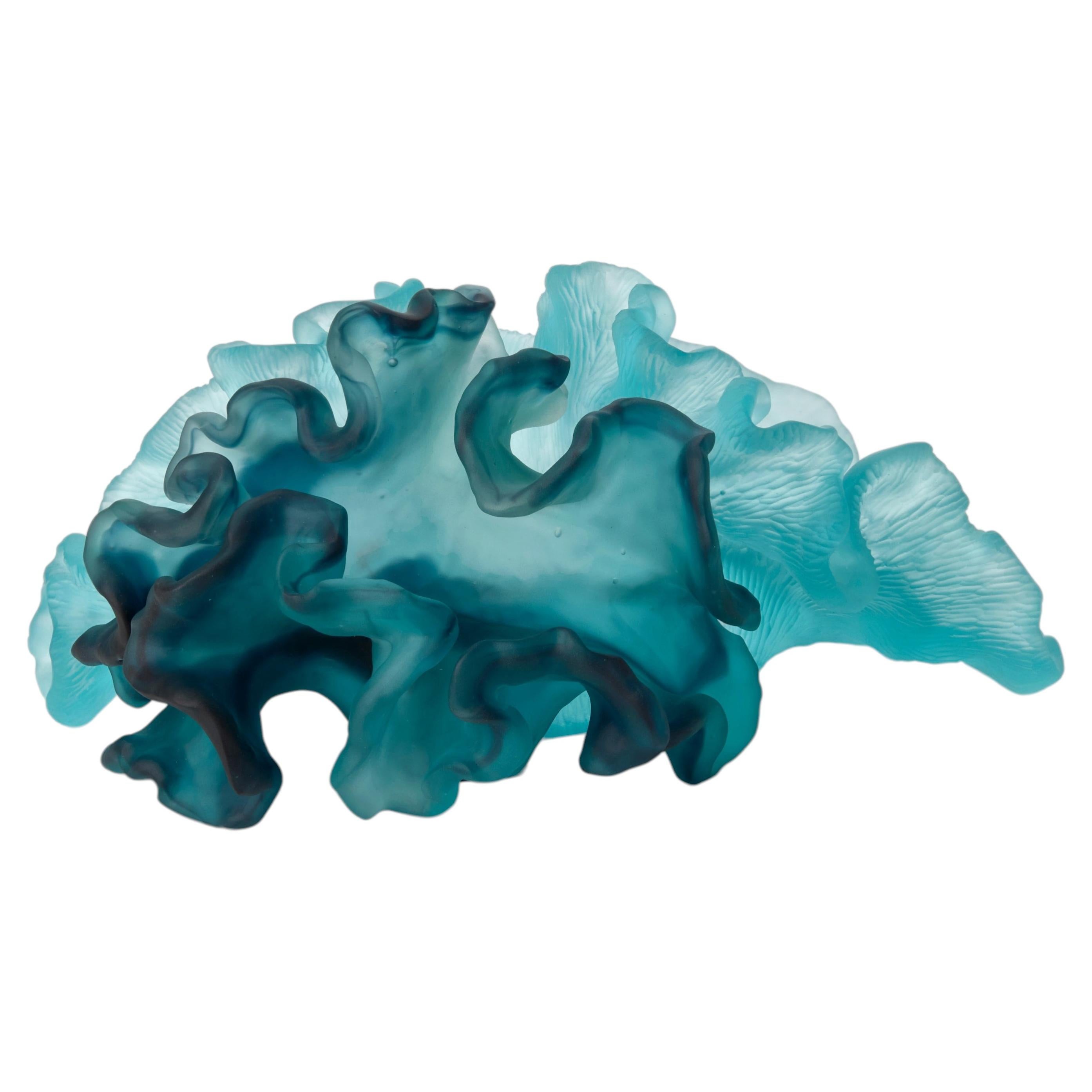 Serene Duo, a blue & turquoise cast glass sculpture by Monette Larsen