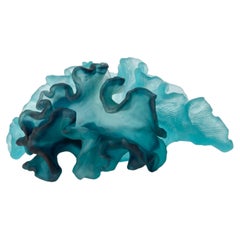 Serene Duo, a blue & turquoise cast glass sculpture by Monette Larsen