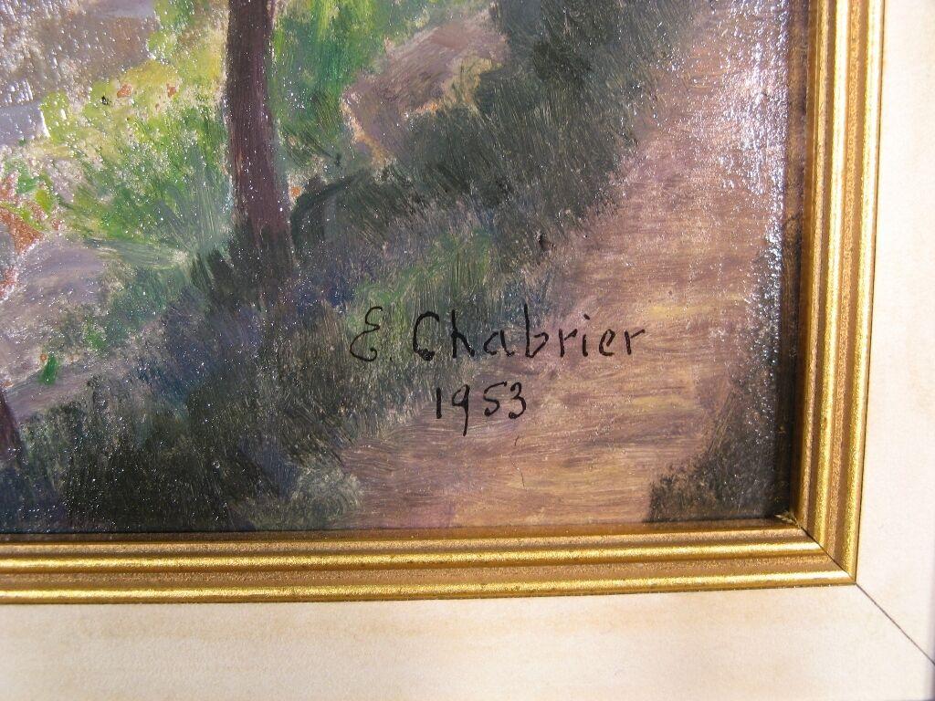 Paisaje sereno de E. Chabrier (1953) - Pintura al óleo sobre panel -1Y11 Imperio