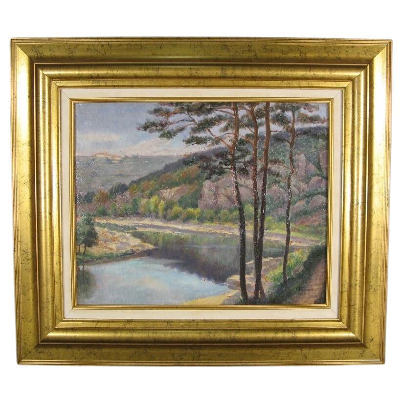 Serene Landscape by E. Chabrier (1953) - Oil Painting on Panel -1Y11