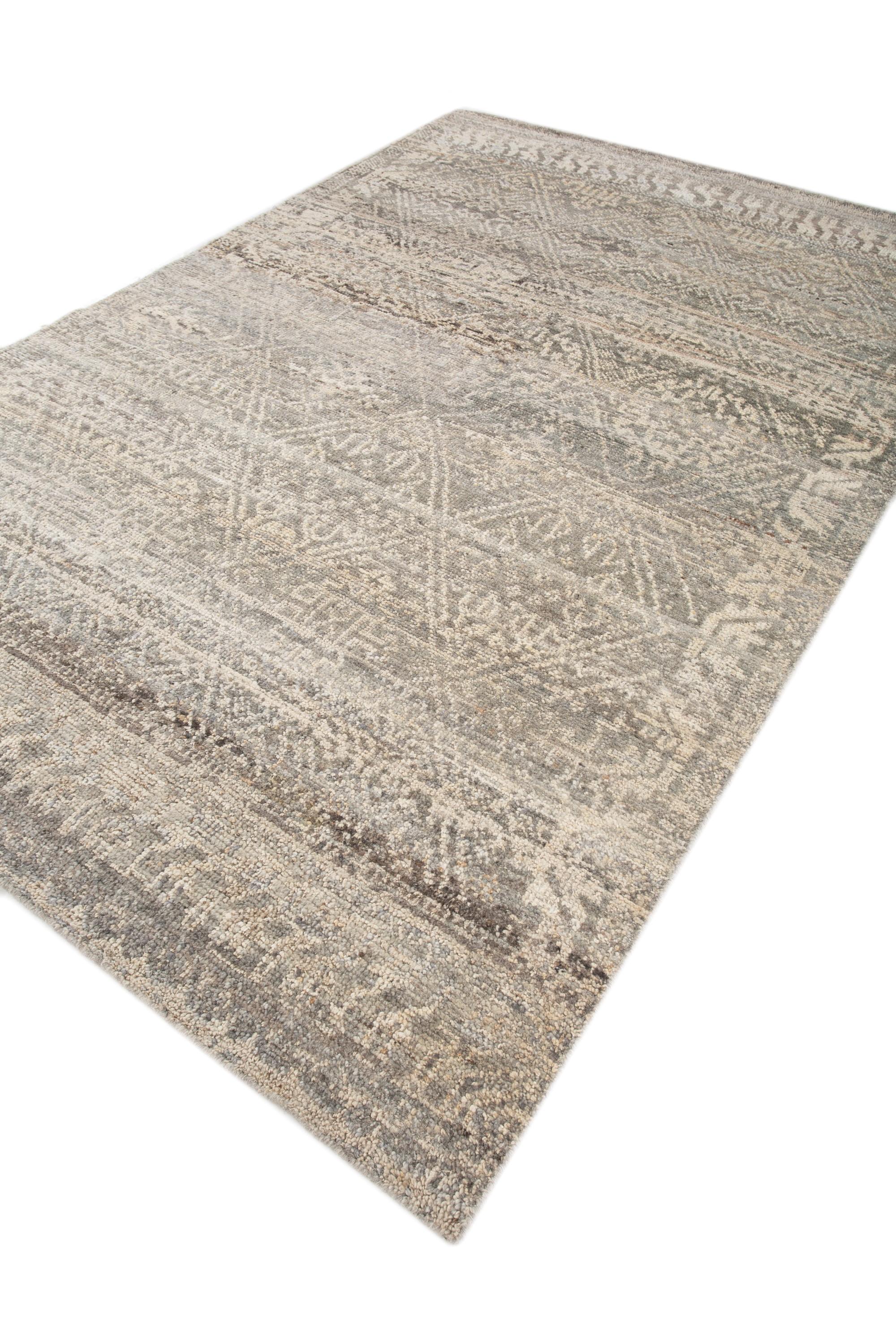 Country Serene Landscape Whispers Natural Gray 180X270 cm Hand-Knotted Rug For Sale