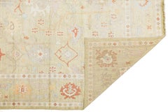 Serene Sage & Coral Modern Oushak Style Handmade Wool Rug 10x10