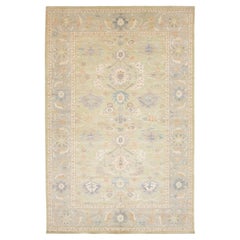 Serene Sage & Pastels Modern Oushak Style Hand-Knotted Wool Area Rug 12x19