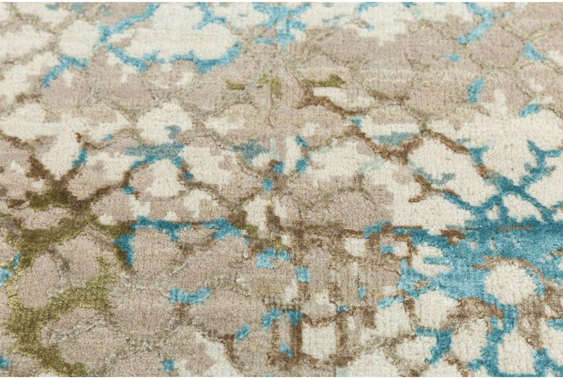 Alfombra anudada a mano Serene Sonata Verde Niebla Marina y Marfil Oscuro 240x300 cm Indio en venta