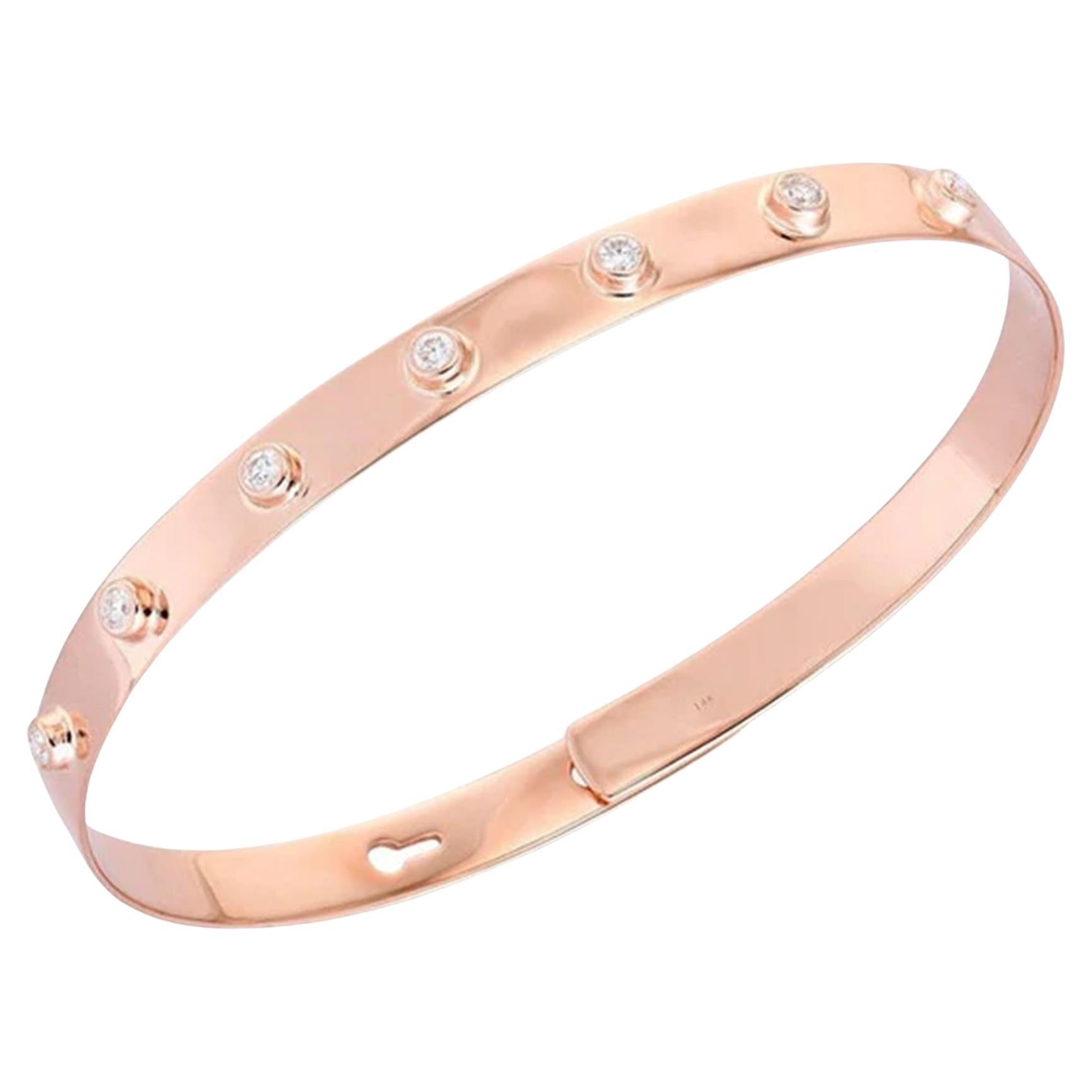 Serene Spark 14K (or 18k upon request) Rose Gold Polished Diamond Bracelet For Sale