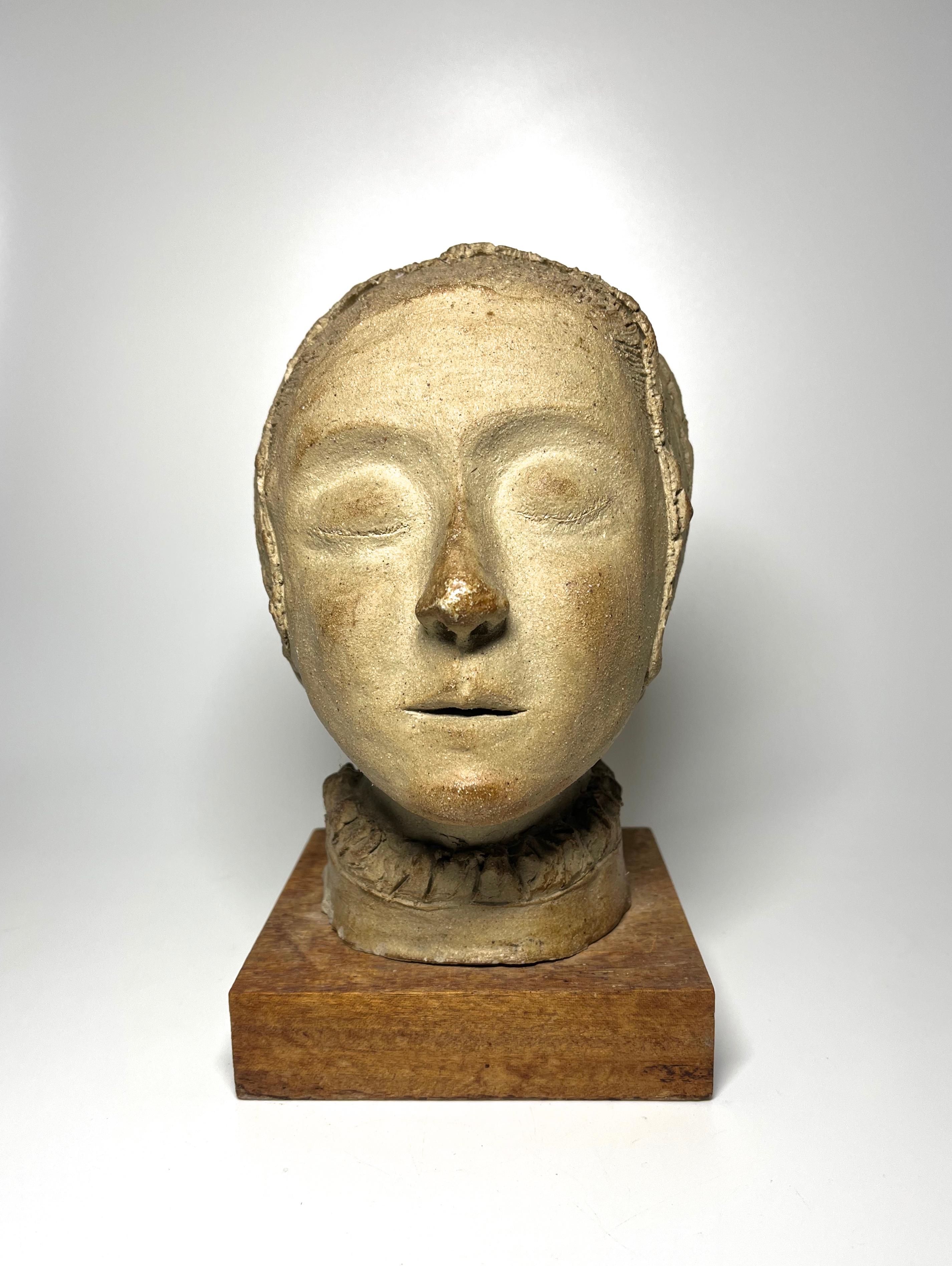 Mid-Century Modern Serenely Peaceful, Clay Head Study of a Young Elizabethan Woman For Sale