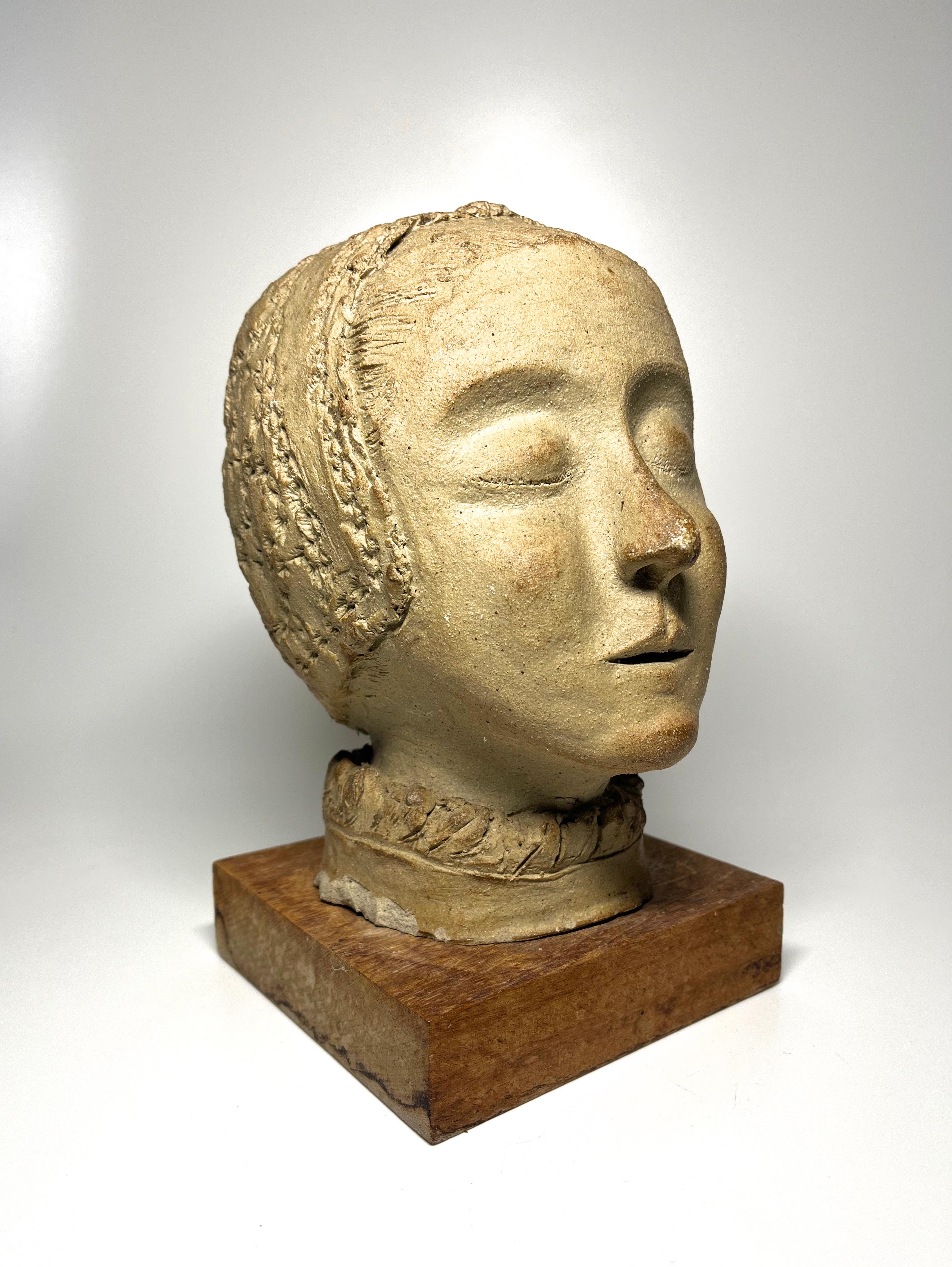 20th Century Serenely Peaceful, Clay Head Study of a Young Elizabethan Woman For Sale