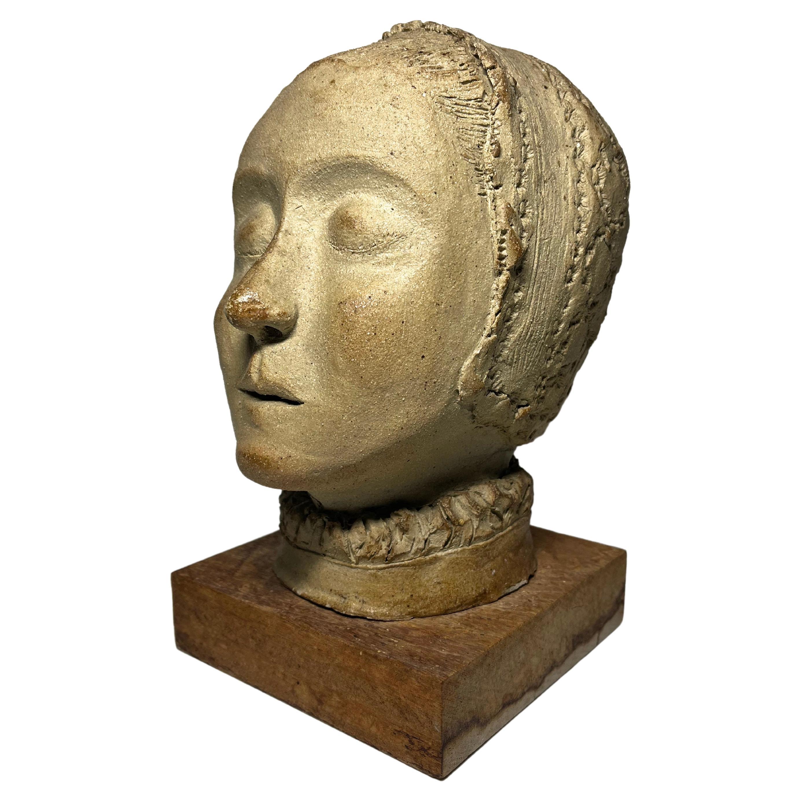 Serenely Peaceful, Clay Head Study of a Young Elizabethan Woman