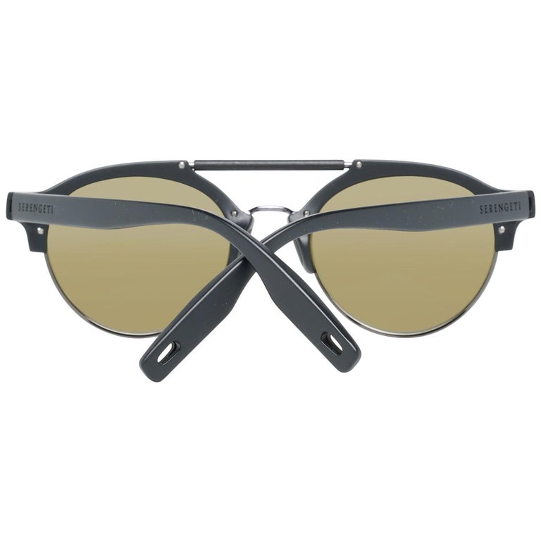 SERENGETI SAVIO Men Round Oval Pilot SUNGLASSES Black OLARIZED Blue Mirror 8560