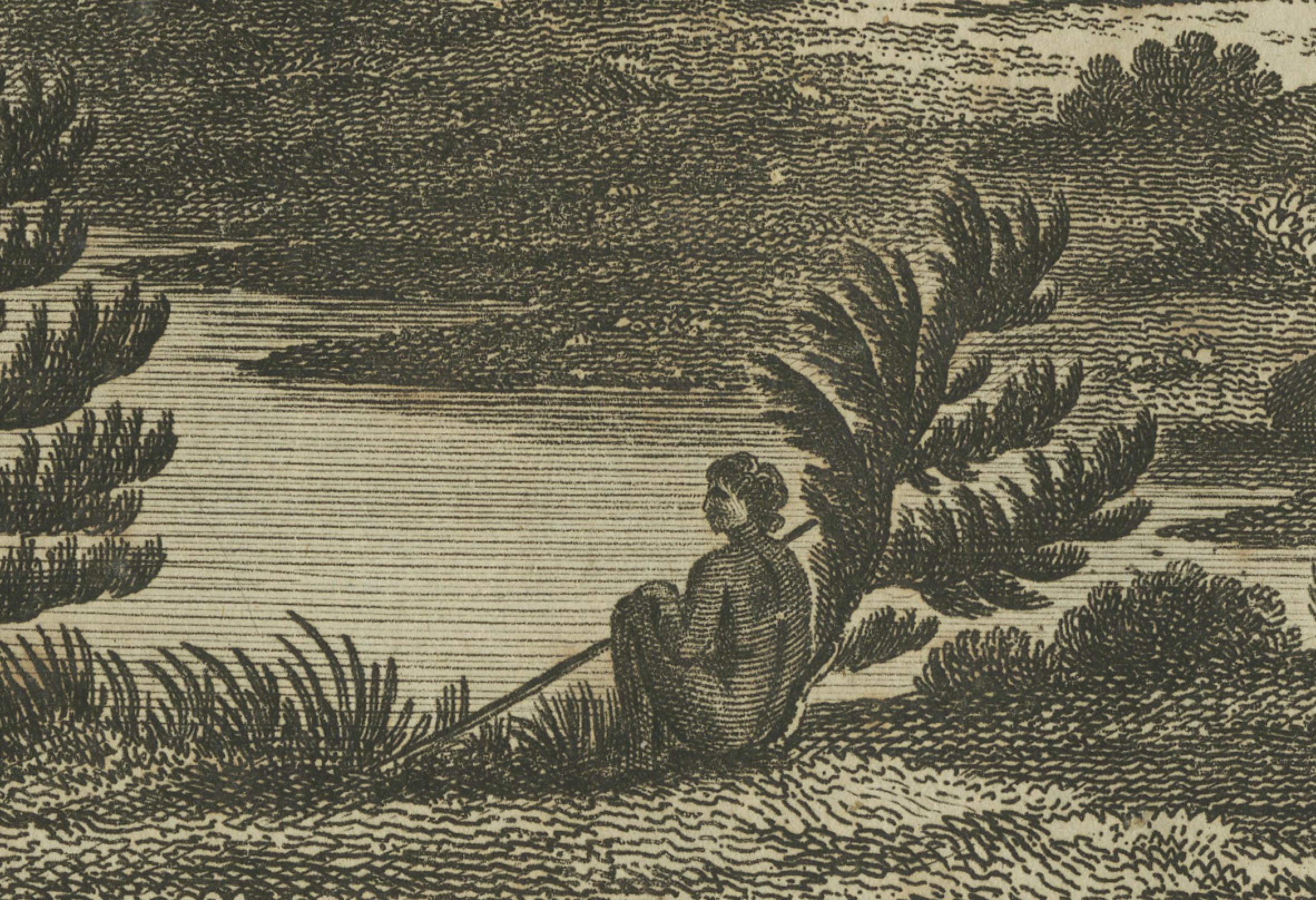 This image is an antique copper engraving with the title 