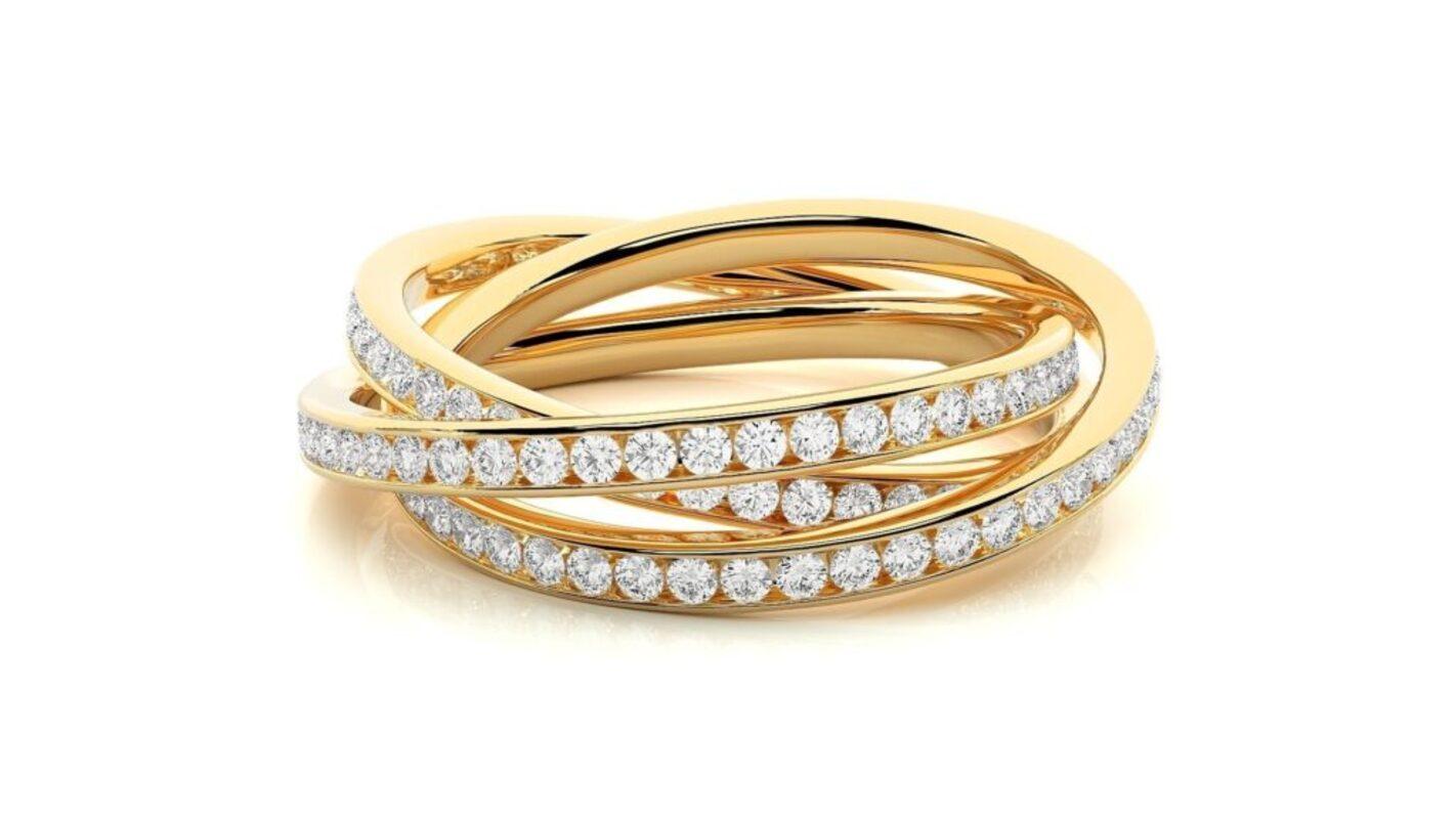 Modern Serenity Band Ring, 18K Gold 1.19 Carat For Sale