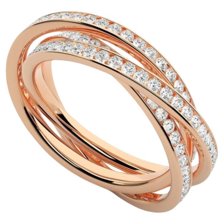 Serenity Band Ring, 18K Rose Gold 1.19 Carat For Sale