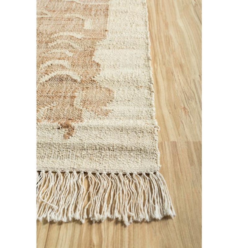 Modern Serenity Blend Natural & Natural Off White 180x270 cm Flatweave Rug For Sale