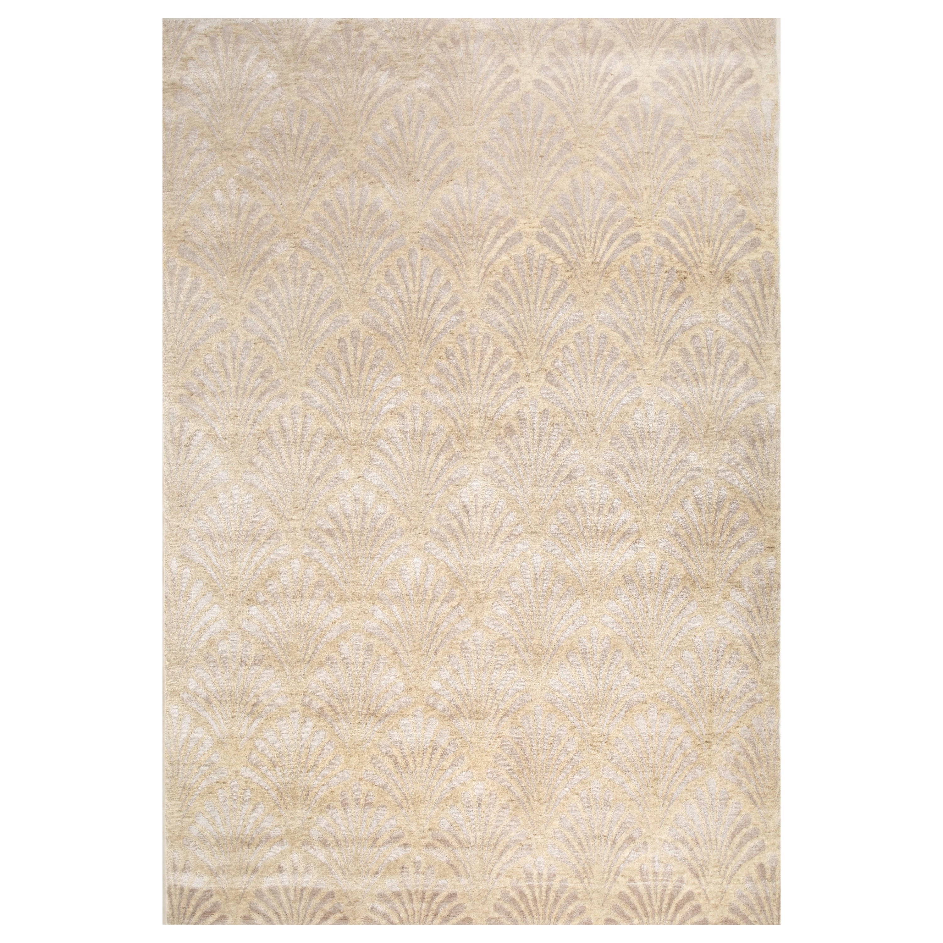 Tapis noué à la main Serenity Bliss Medium Tan & White 180X270 cm en vente