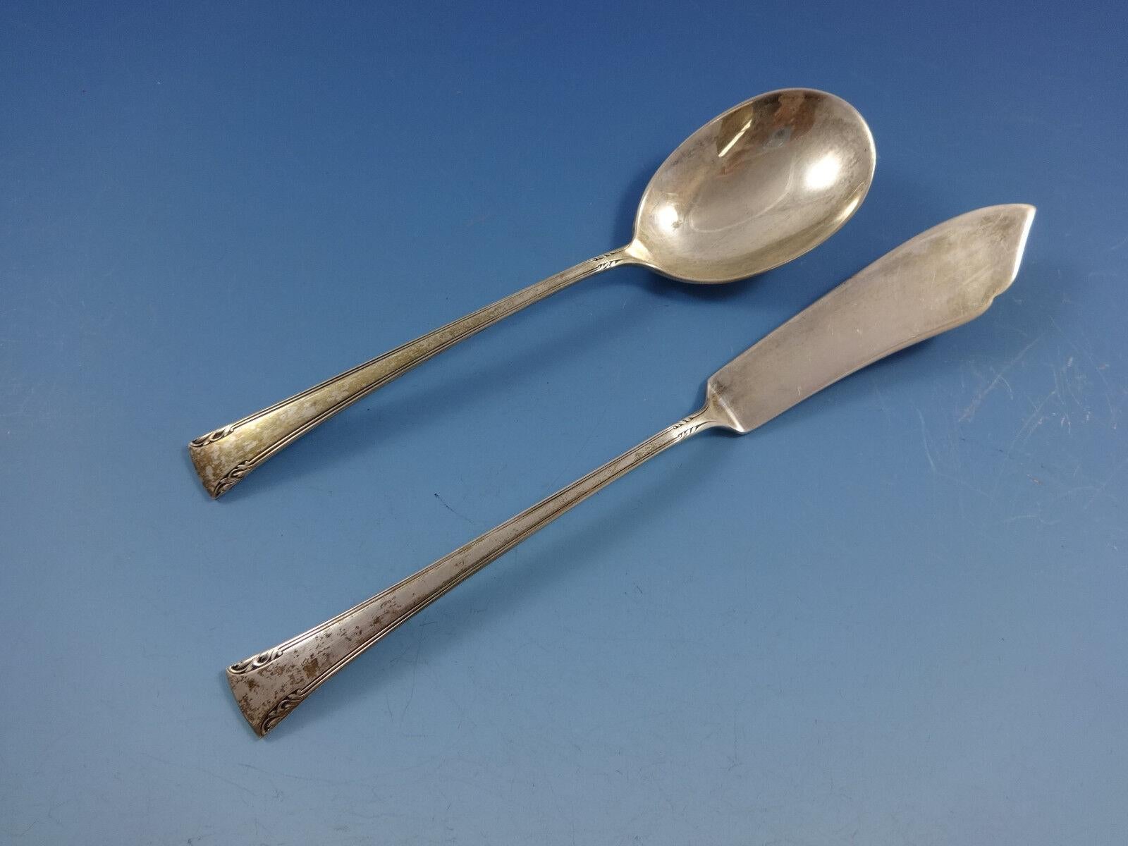 SERENITY BY INTERNATIONAL Sterling Silver flatware set - 36 pieces. This pattern has great form and was designed by the daughter of Swedish immigrants, Lillian V.M. Helander, and introduced in the year 1940. She also worked for Gorham and for Oneida