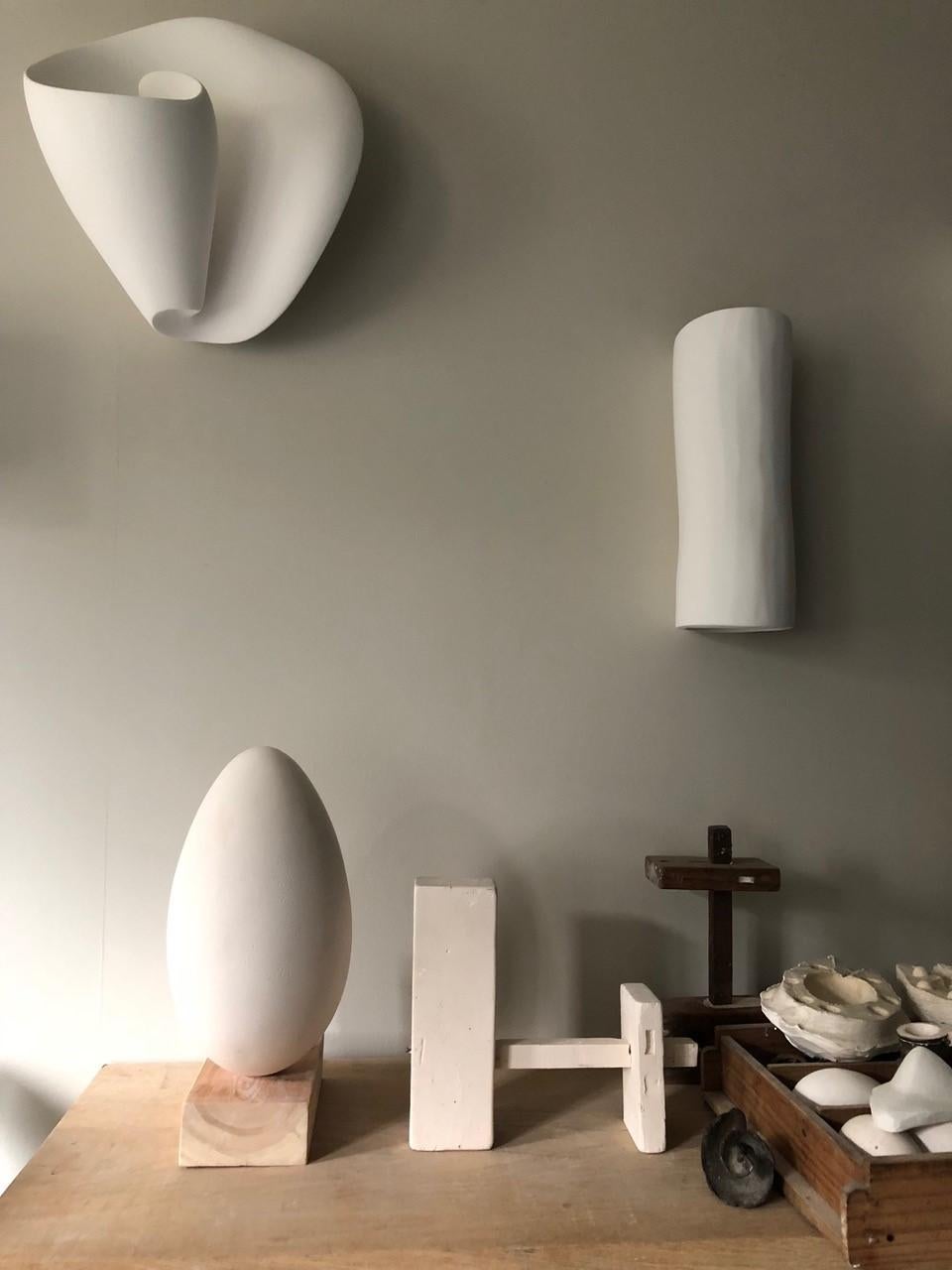 Serenity Contemporary Wall Sconce, Wall Light, White Plaster, Hannah Woodhouse For Sale 1
