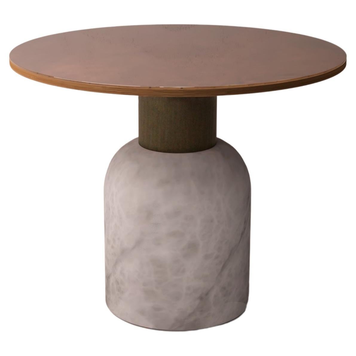 Serenity Fusion 40 Alabaster and Iroko Wood Table by Alabastro Italiano