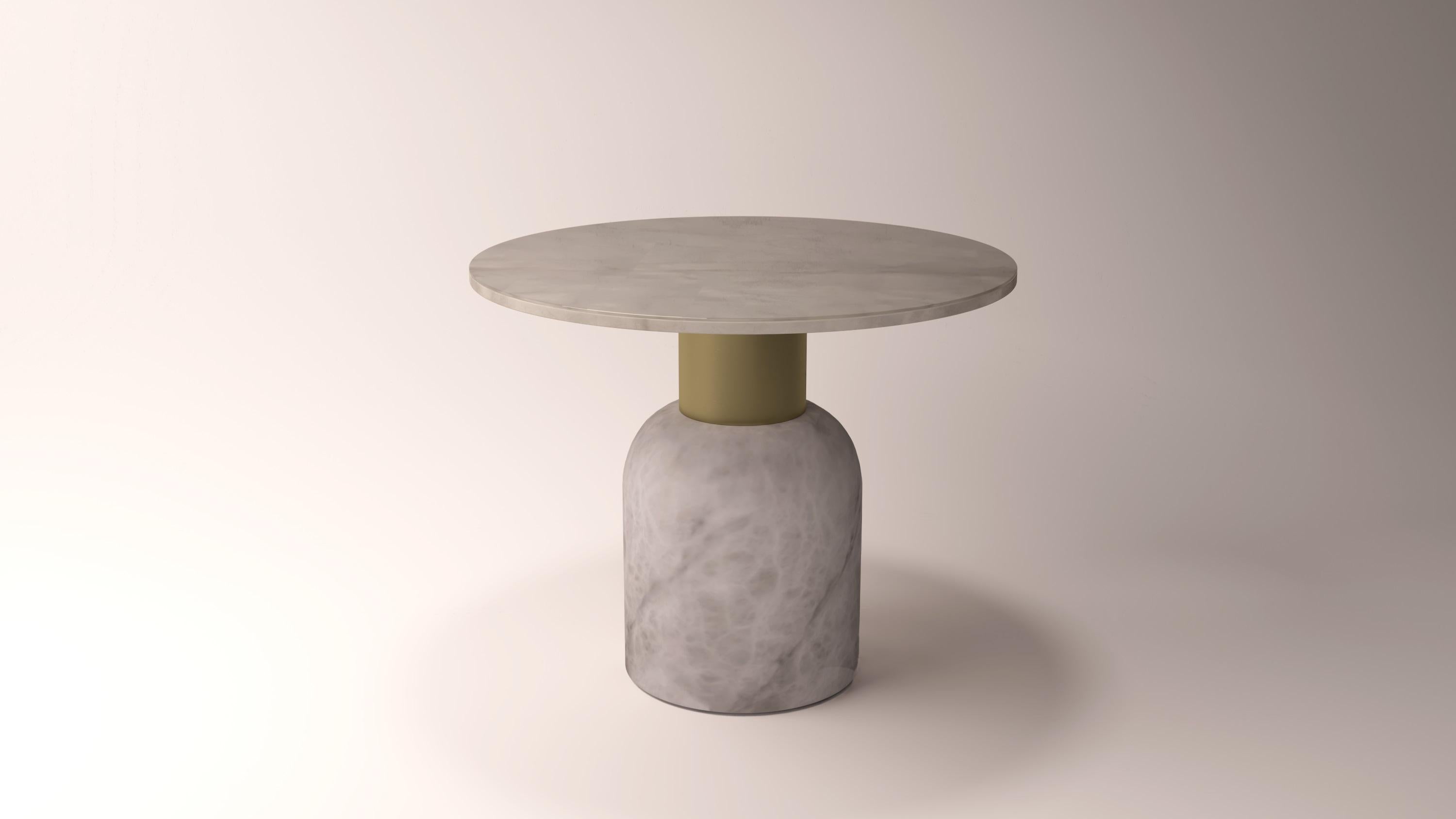 Serenity Fusion 40 Alabaster Table by Alabastro Italiano
Dimensions: D 50 x H 40 cm.
Materials: White alabaster, brushed brass.
36.5 kg.

Available in another size: H 50 cm.
Available in other metal finishes.
Available in different combinations of