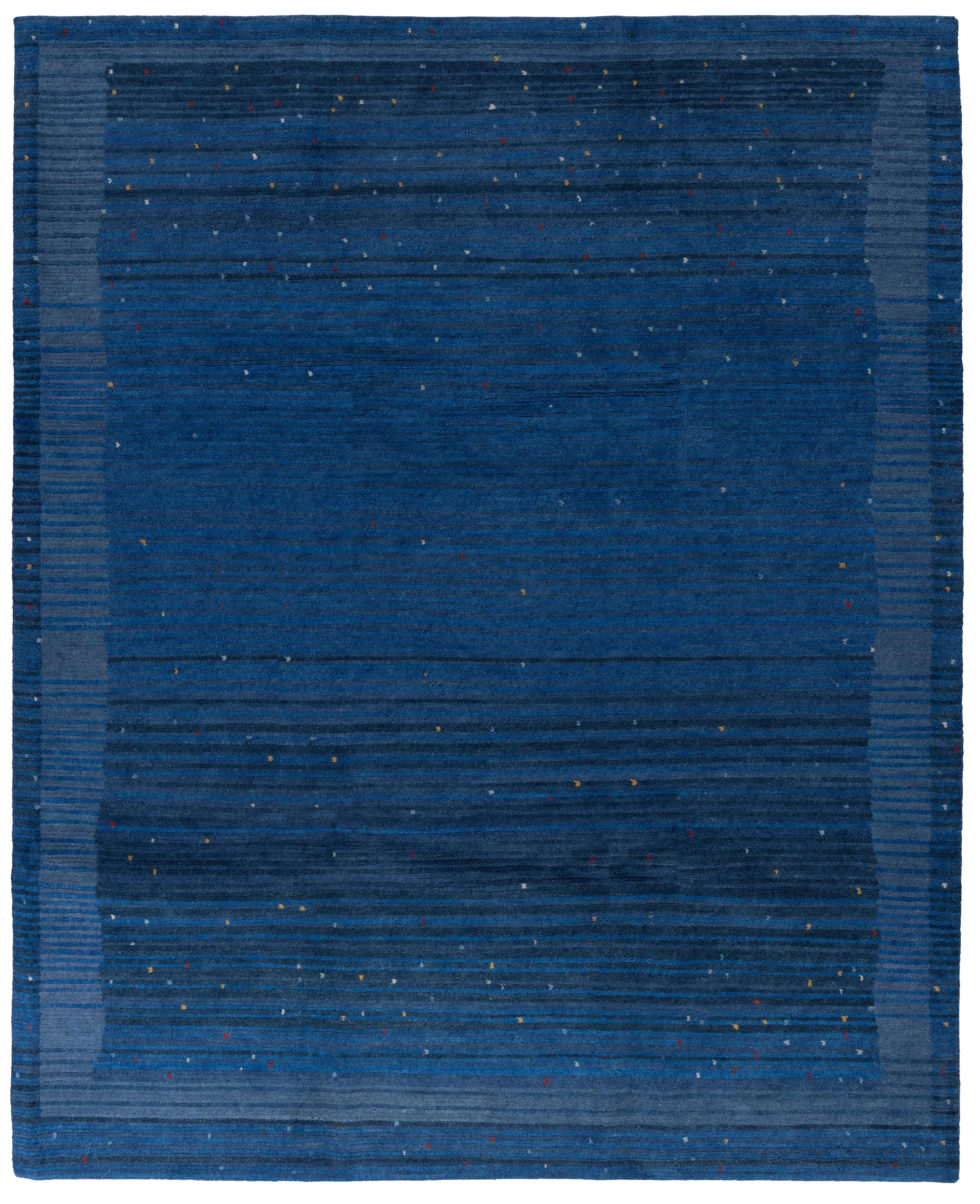 Art Deco Serenity Indigo 8X10, Bordered Rugs, Geometric, Solids/Textures, Transitional For Sale