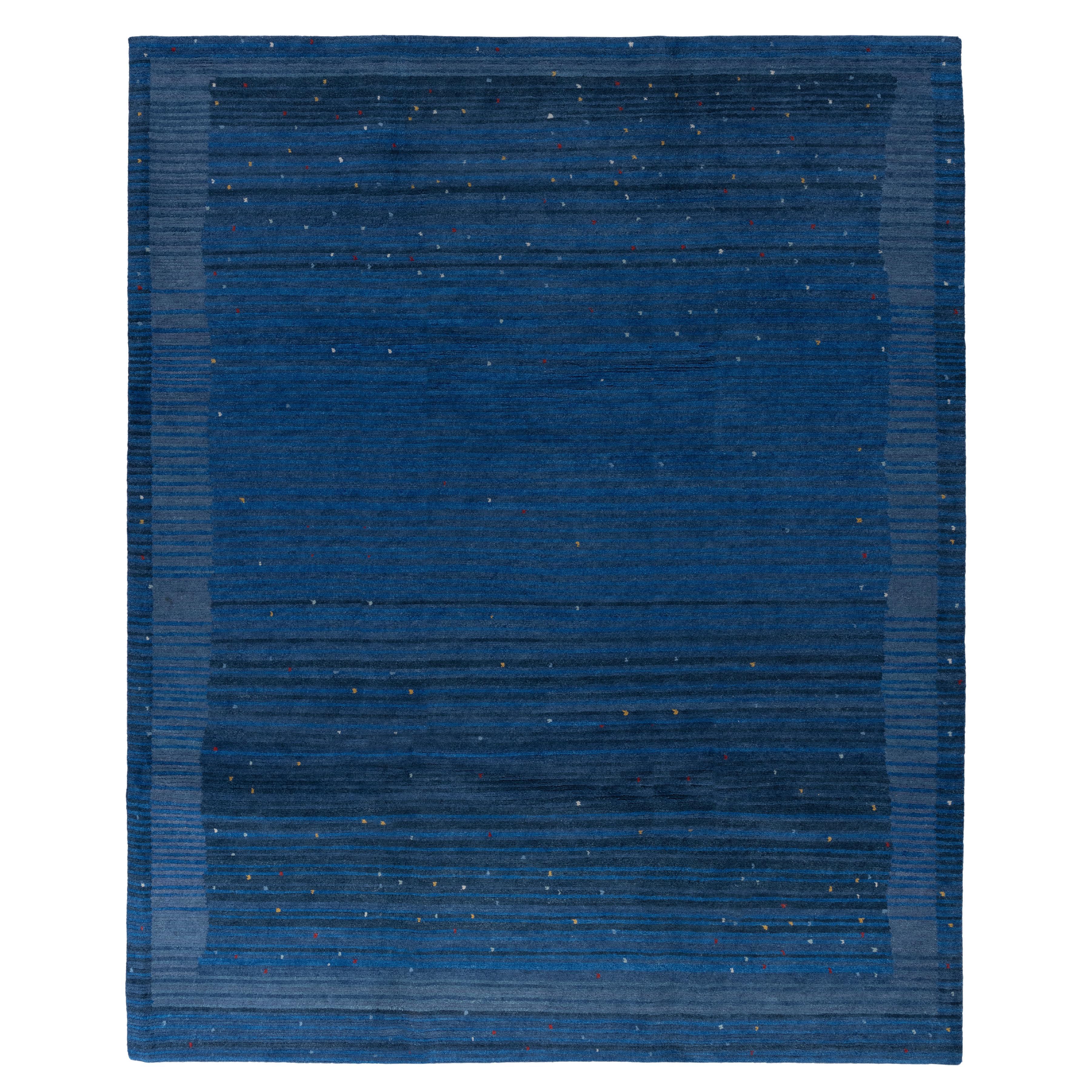 Serenity Indigo 8X10, Bordered Rugs, Geometric, Solids/Textures, Transitional For Sale