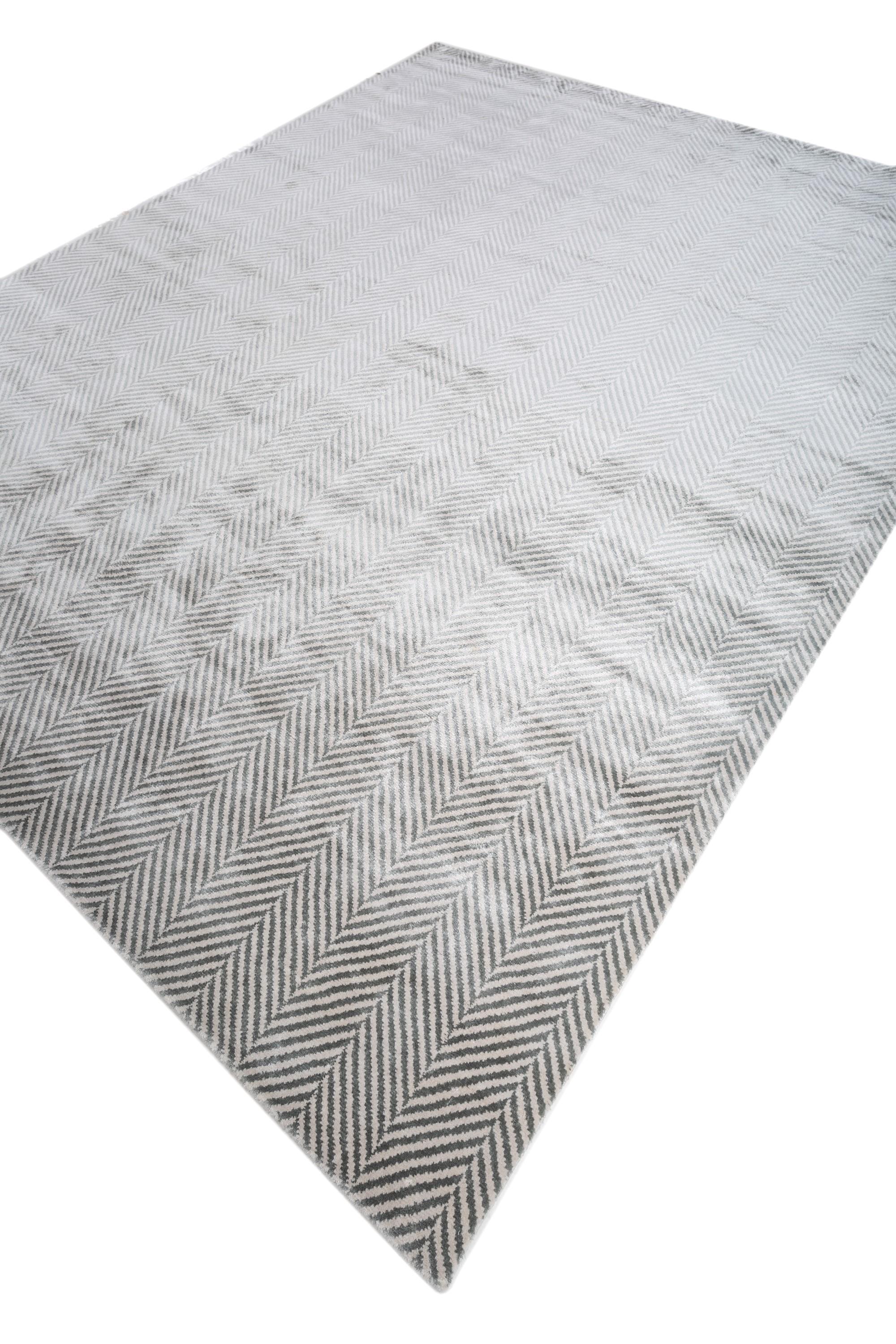 Moderne Tapis noué à la main, blanc et aux tons aquatiques, 240 x 300 cm en vente