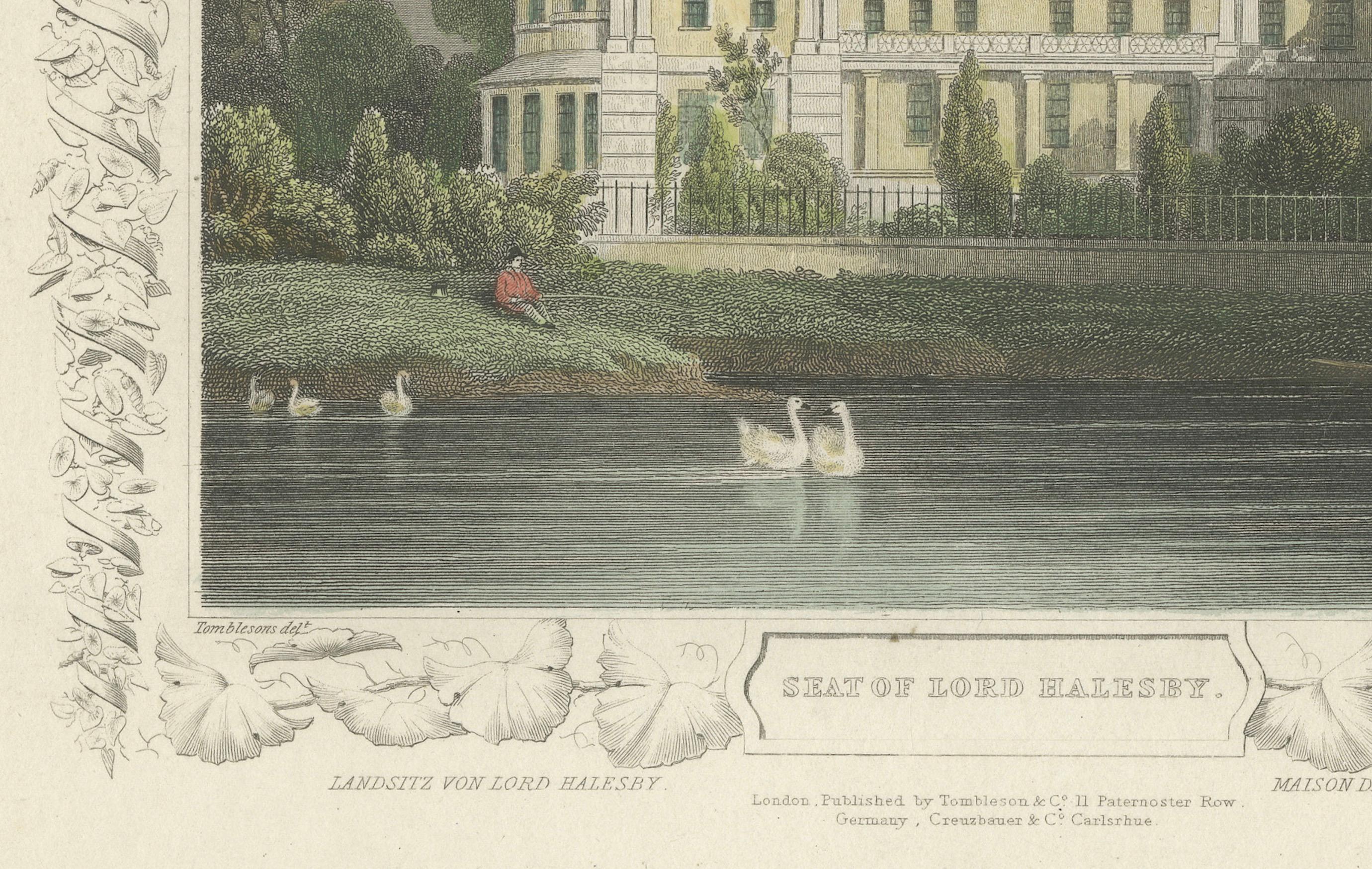 Gravé Serenité au-dessus de la Tamise : le siège élégant de Lord Halesey en 1811 en vente