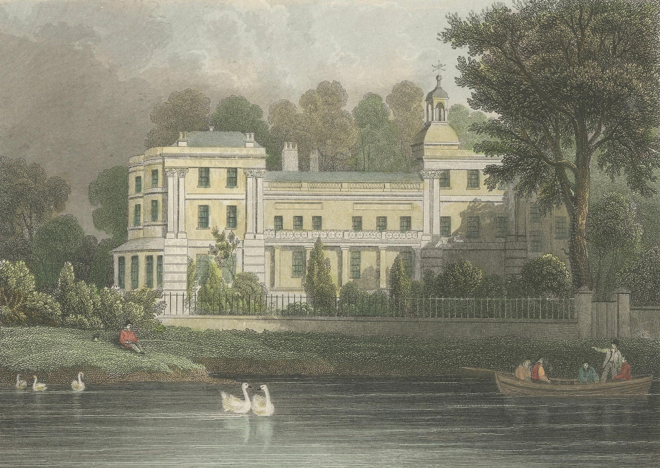 Début du XIXe siècle Serenité au-dessus de la Tamise : le siège élégant de Lord Halesey en 1811 en vente