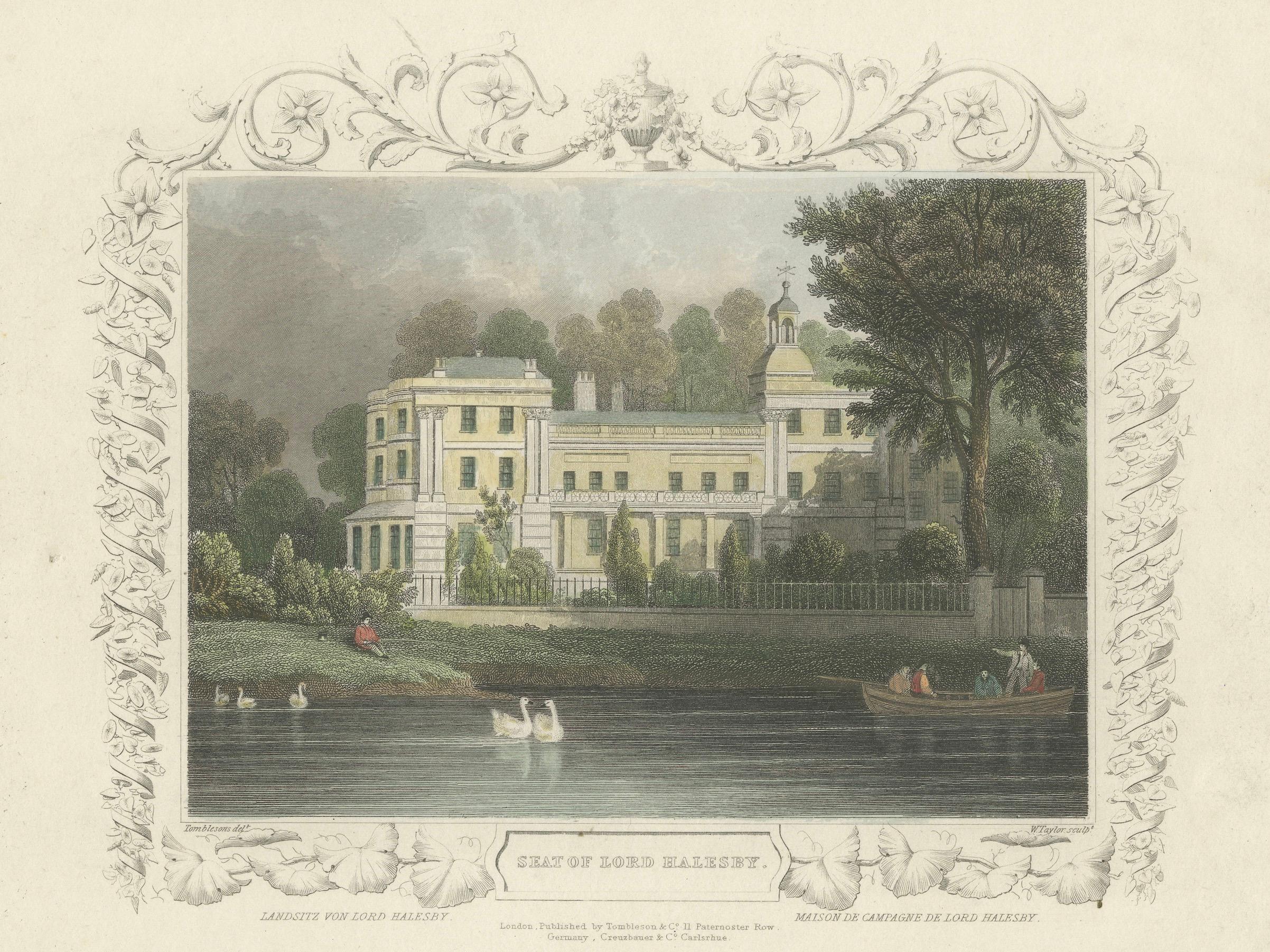 Papier Serenité au-dessus de la Tamise : le siège élégant de Lord Halesey en 1811 en vente